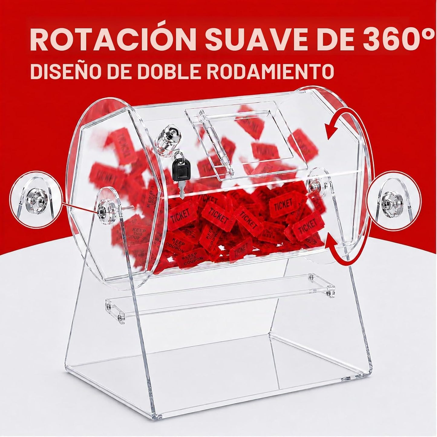 El tambor de la rifa sostiene 2000 boletos, caja giratoria de la ri...