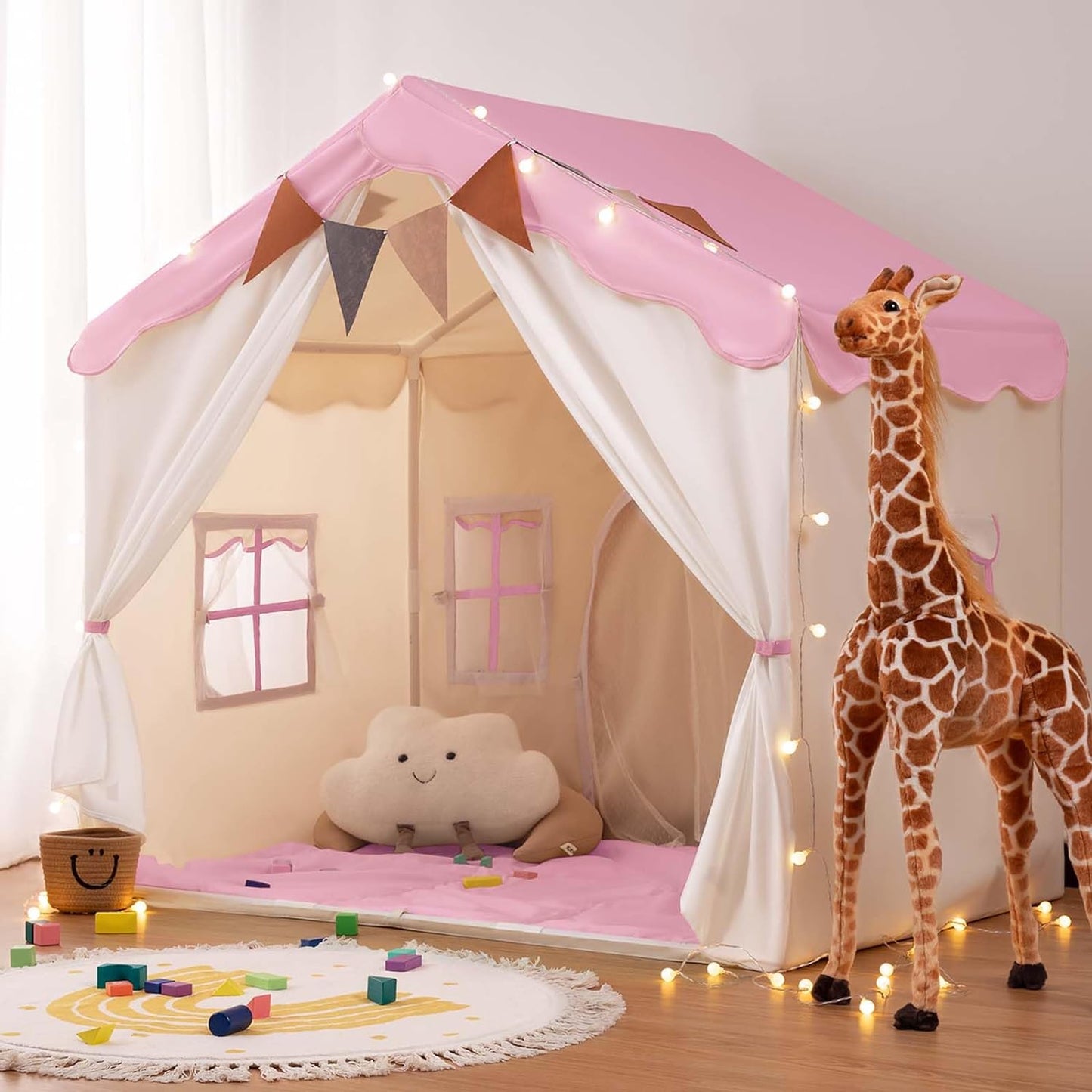 besrey Tienda de campaña para niños, tienda de campaña 2 en 1 con a...