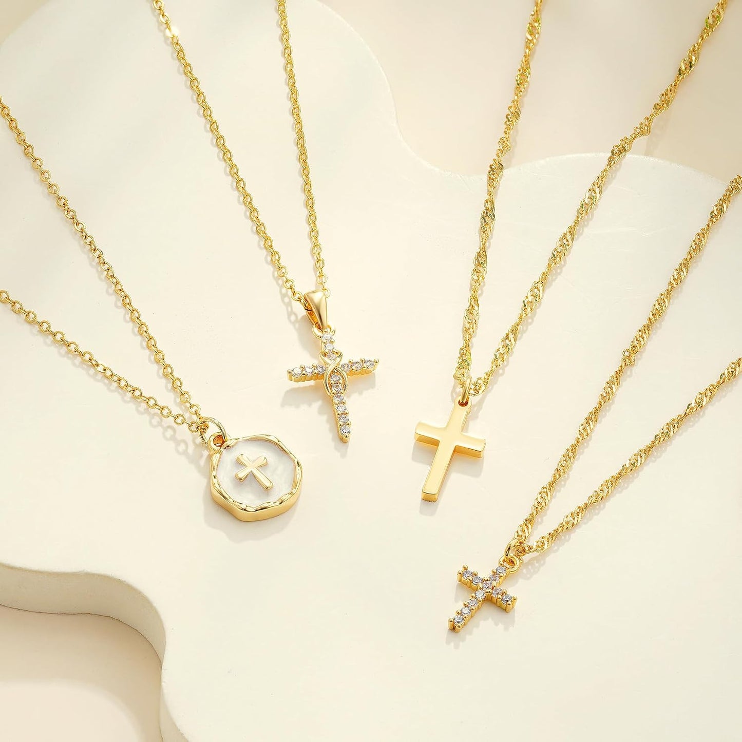 Fezodo - Collar de cruz para mujer, moderno - Delicado 18K chapado...