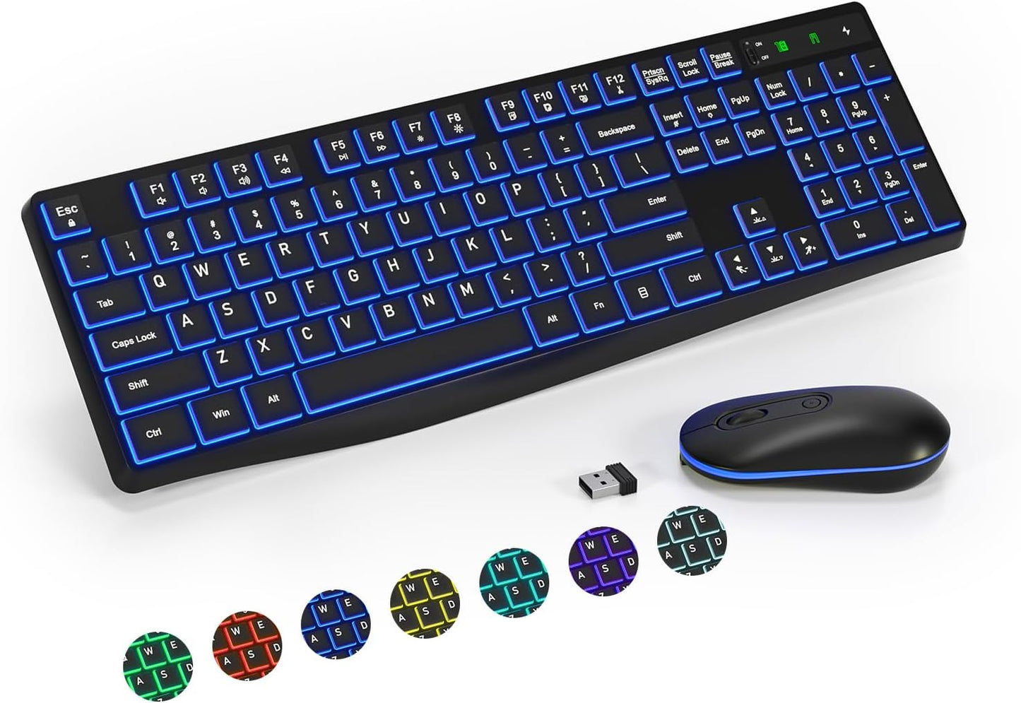 Combo de Teclado y Ratón Inalámbrico, Lovaky Teclado Ratón Ergonómi...