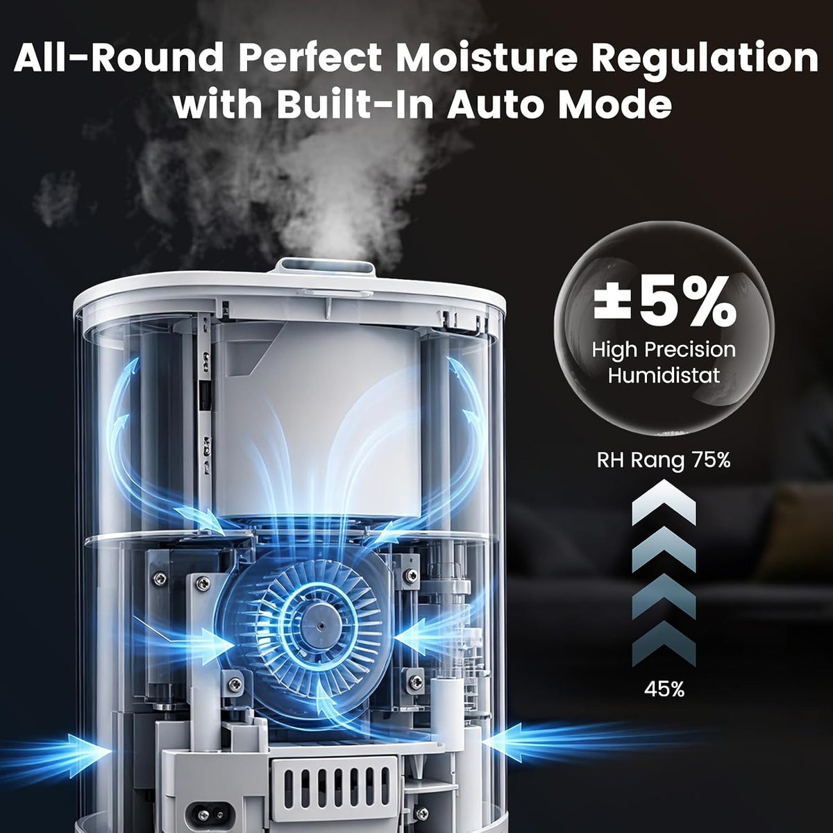 Electactic Humidificador ultrasónico de 9L, niebla fría y cálida, c...