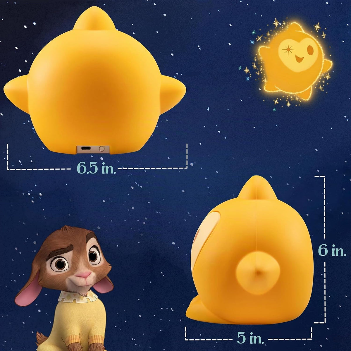 Disney Wish Squishy Light, luz nocturna para niños, lámpara USB, fu...