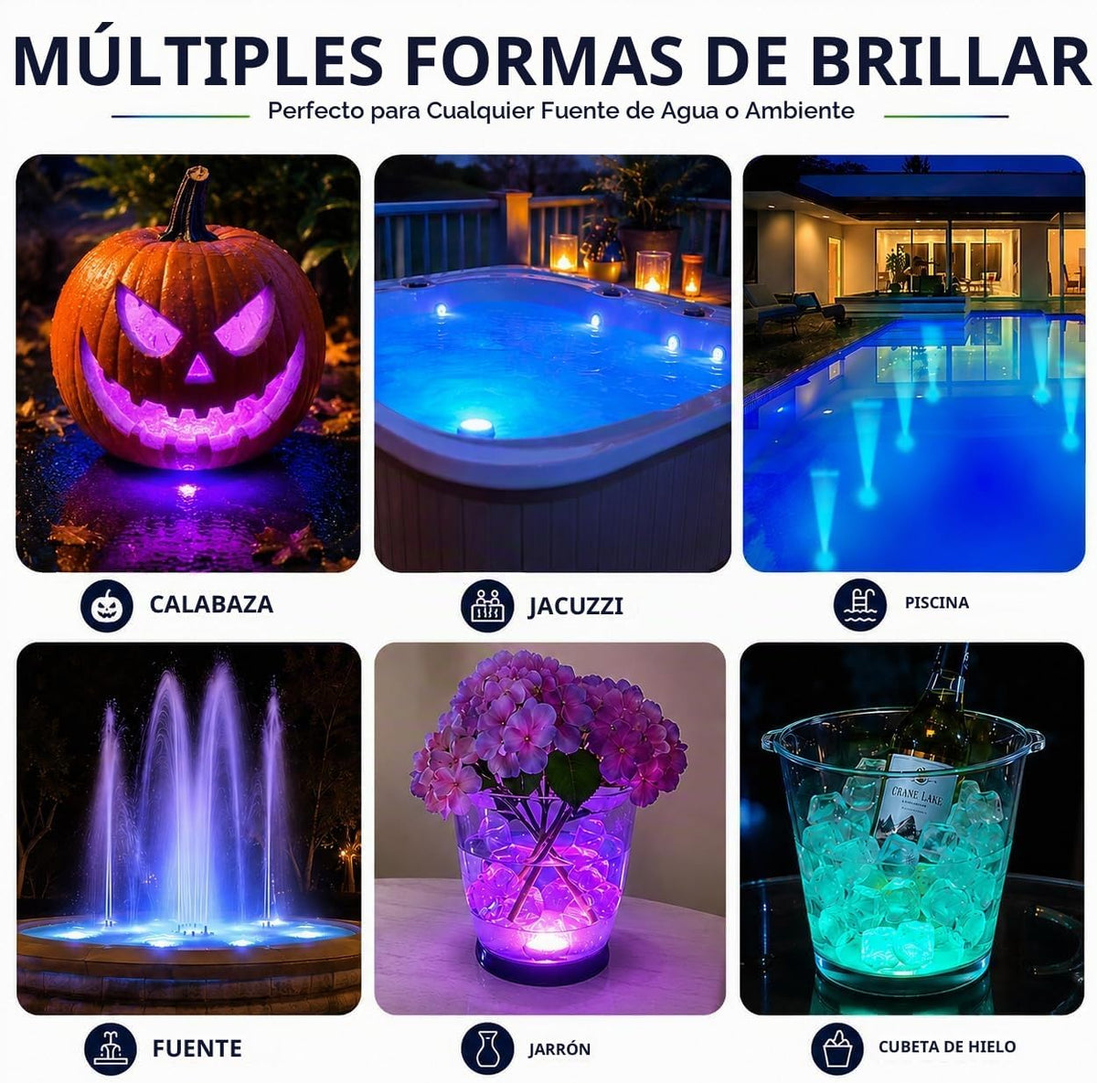 GlowTub - Luz LEDES sumergida que cambia de color por control remot...