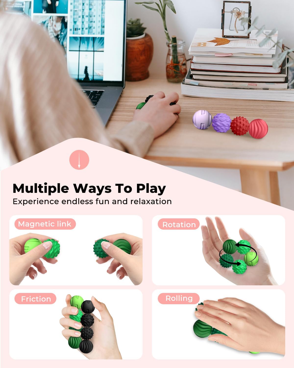 Pelotas sensoriales texturizadas para aliviar el estrés, juguete de...