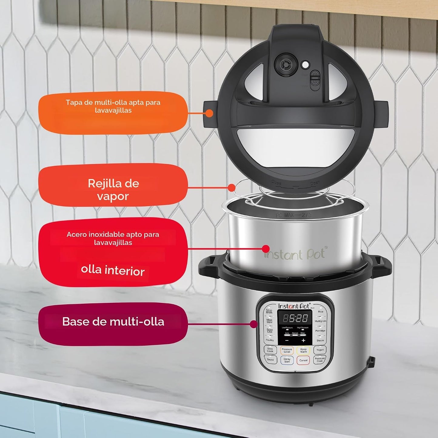 Instant Pot IP-DUO60, 6cuartos\/1000W - Olla a presión multifunción...