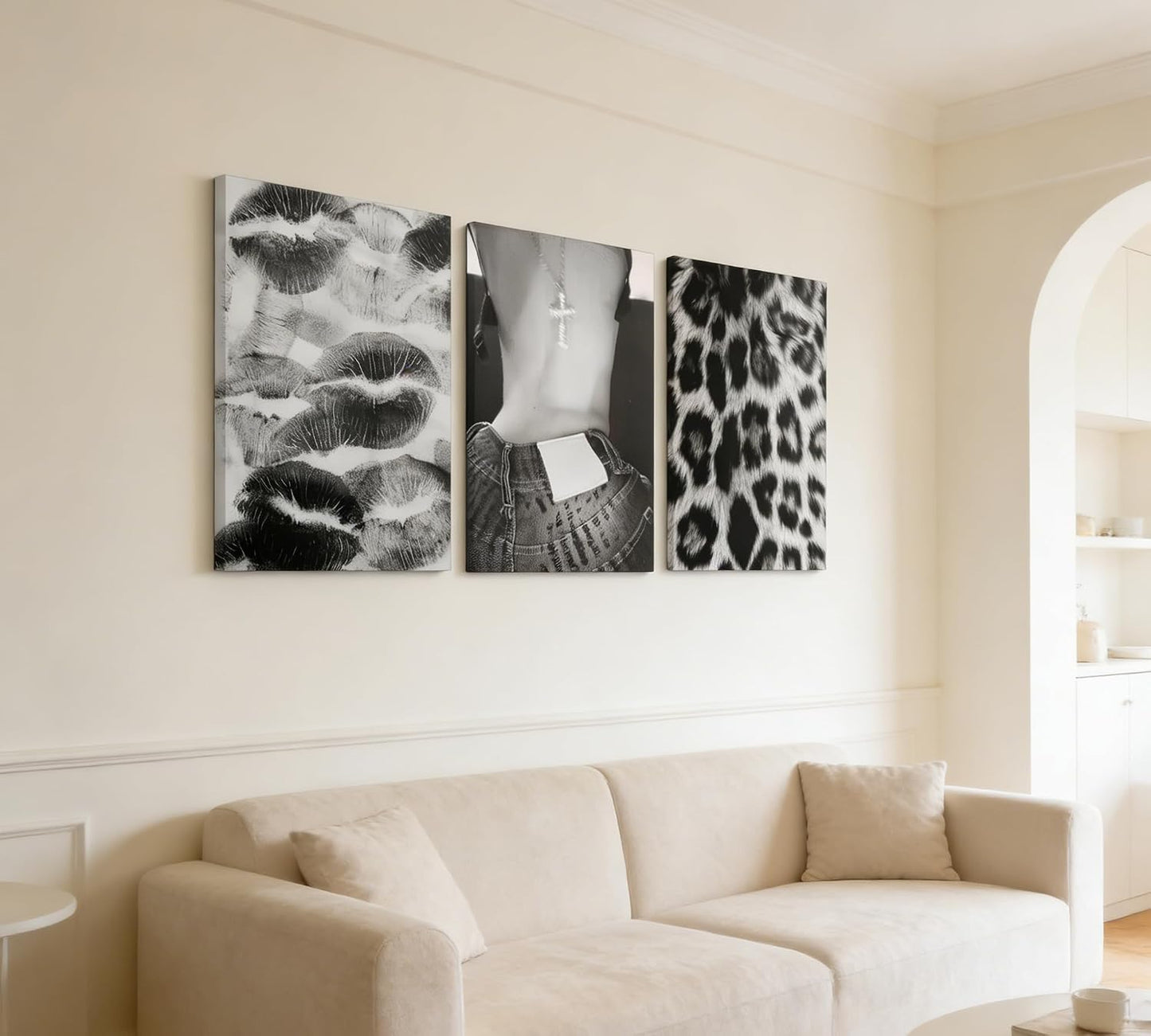 SHASHWAT 3 piezas de arte de pared de lienzo de guepardo blanco y n...
