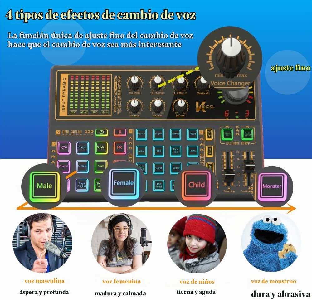 Conjunto de Equipo de Podcast sktome, Tarjeta de Sonido K300 con Mi...