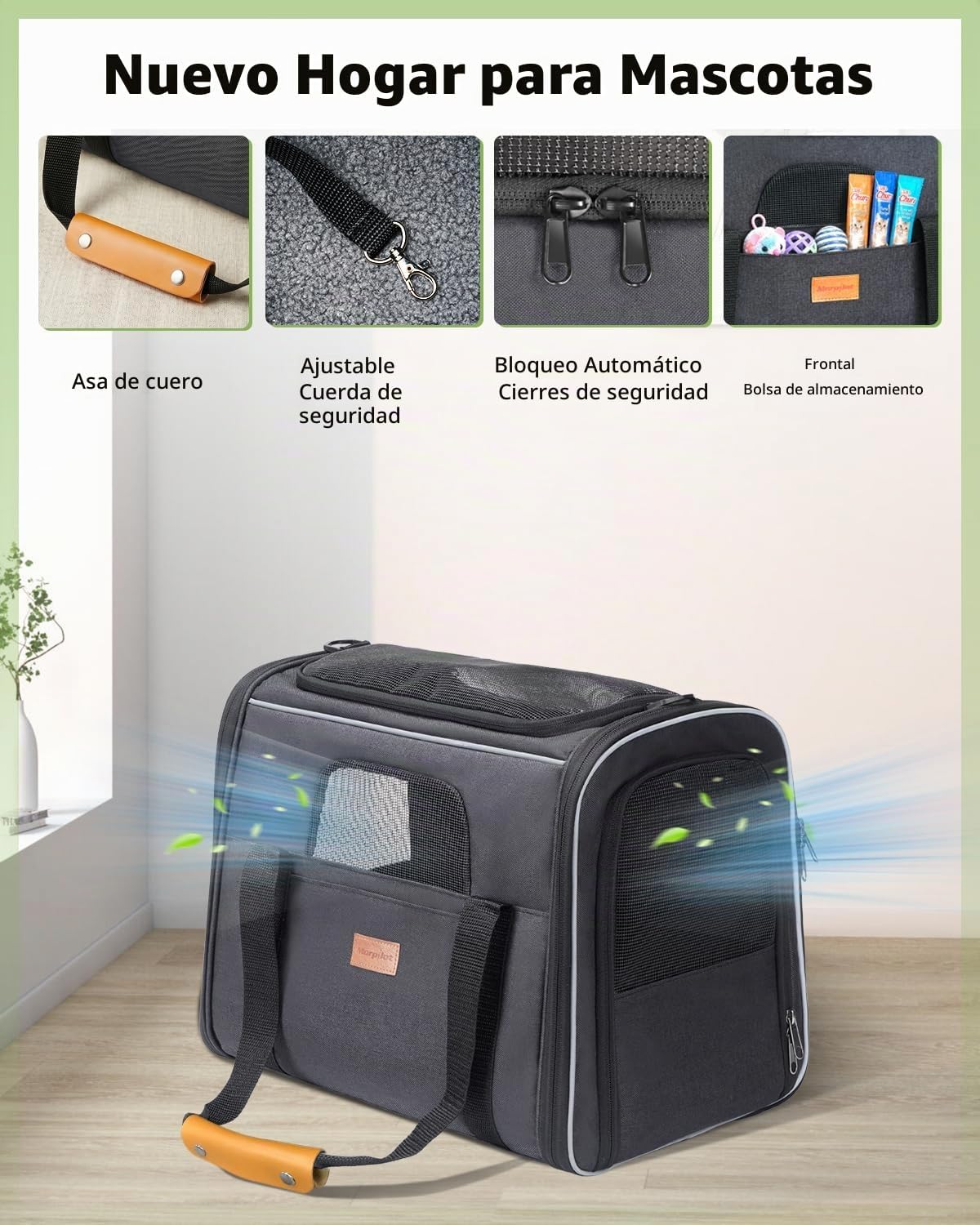 morpilot - Bolsa de transporte para mascotas, portátil, de tela ple...