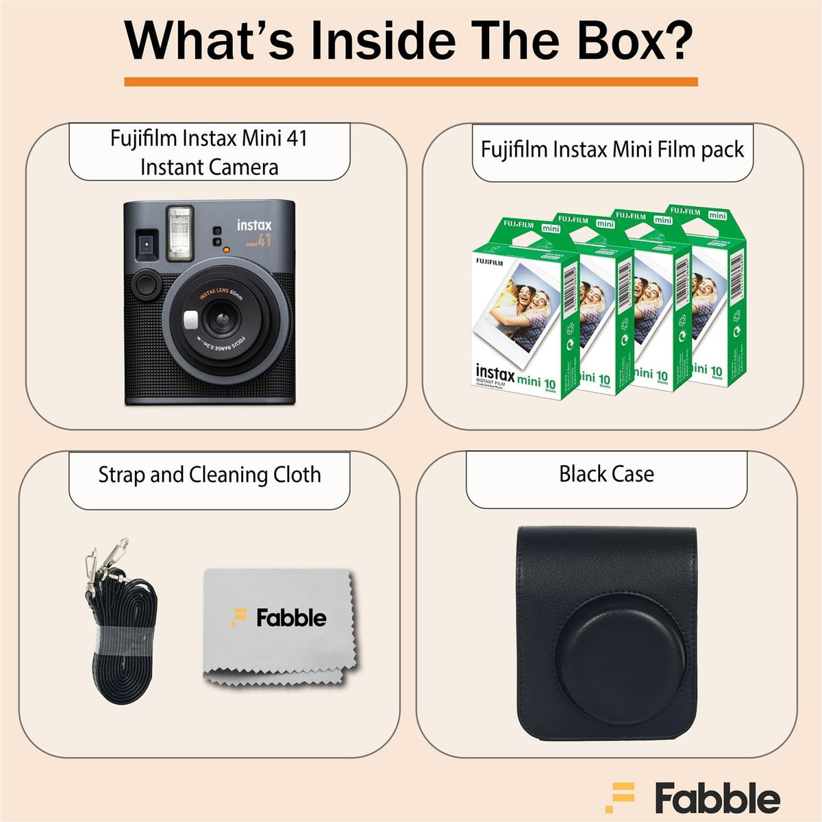 Fujifilm Instax Mini 41 Paquete de cámara de película instantánea c...