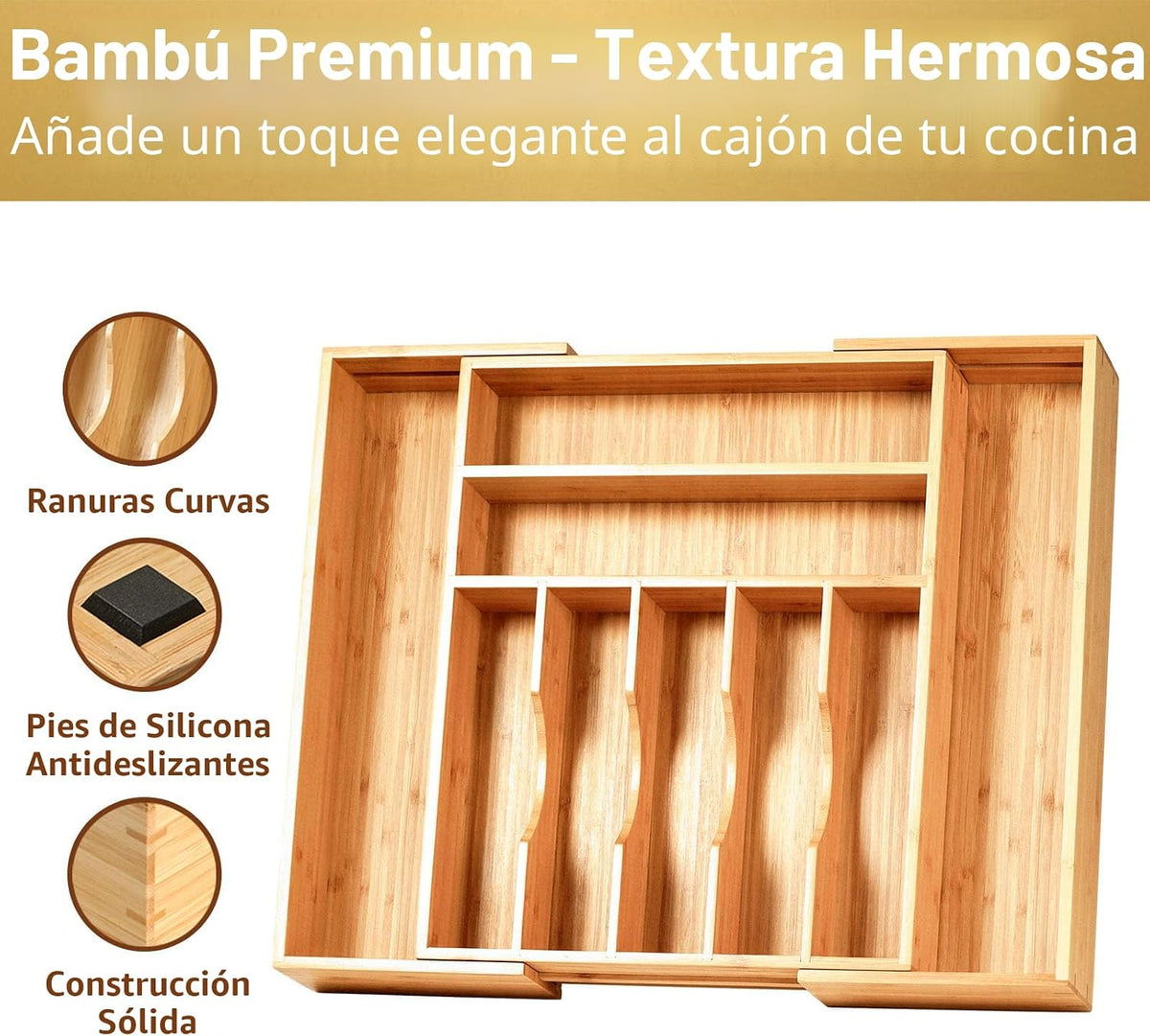 Umilife - Organizador de cajones de cocina grande y expandible para...