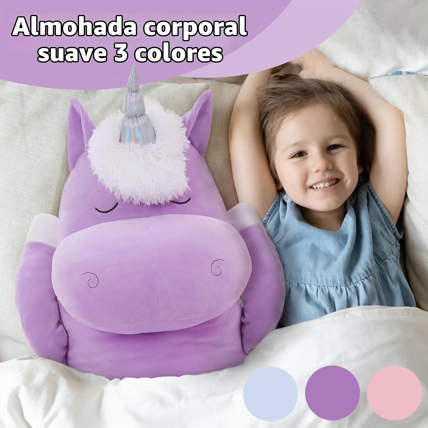 MorisMos Almohada Corporal Gigante de Unicornio de Peluche para Niñ...
