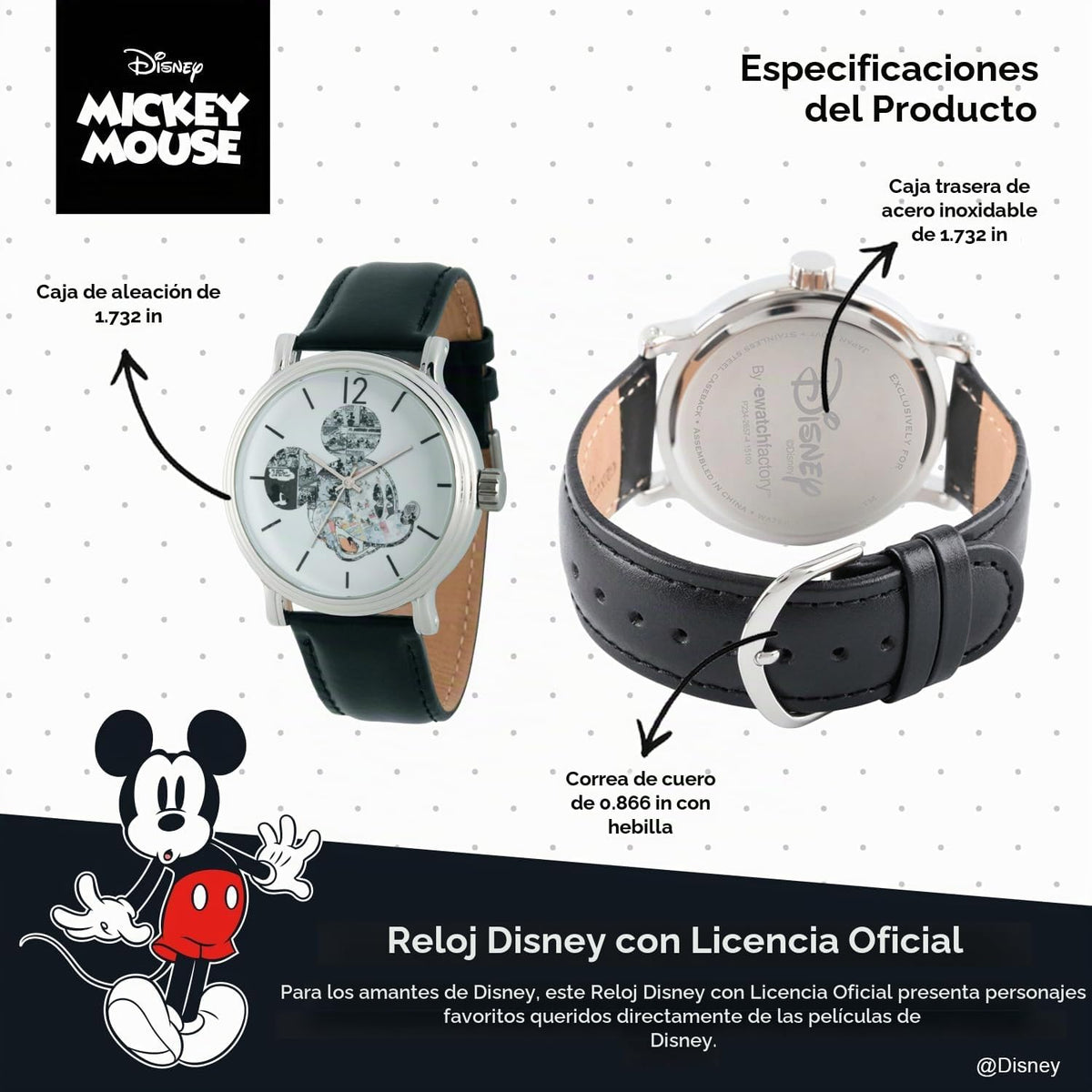 Reloj con manecillas articuladas de Disney Mickey Mouse para hombre...