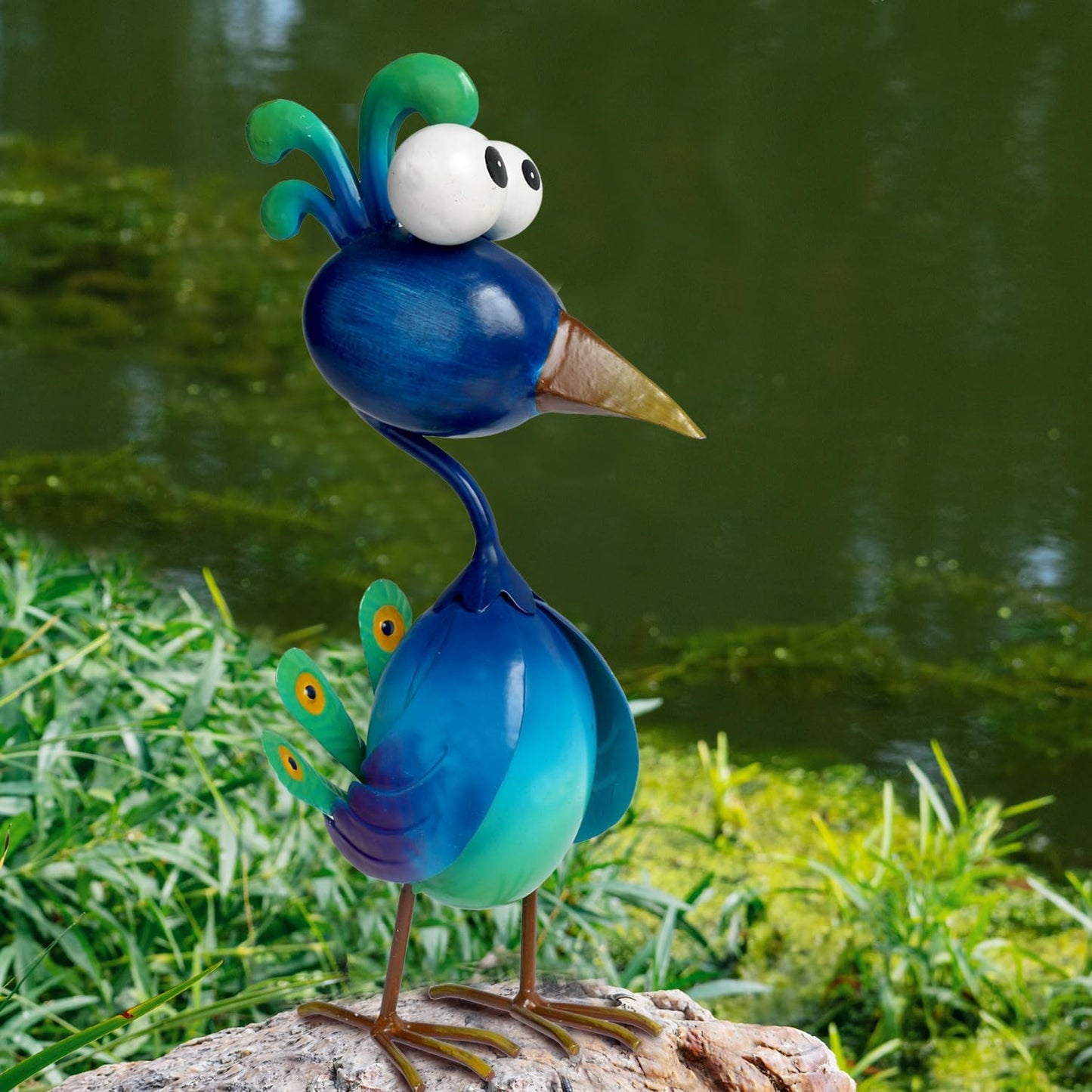 Kircust Decoración de Pavo Real de Metal Arte para Patio Estatuas a...