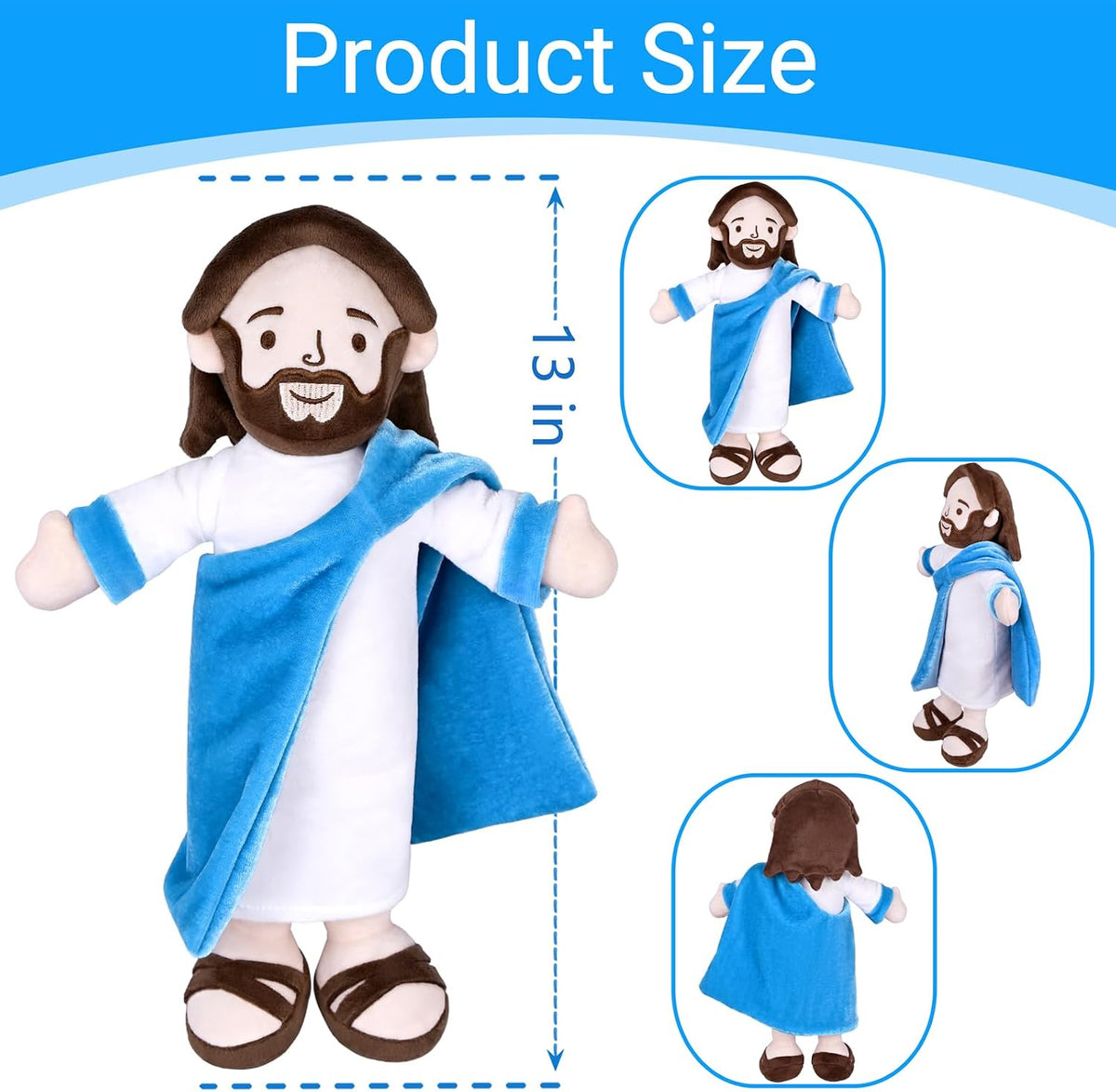 Enryounr Jesús de peluche, muñeco de peluche religioso con túnica a...