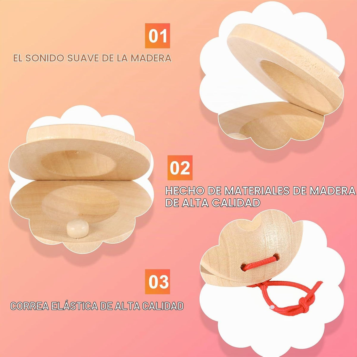 Fuyamp 24 castañuelas de madera para instrumentos musicales | Jugue...