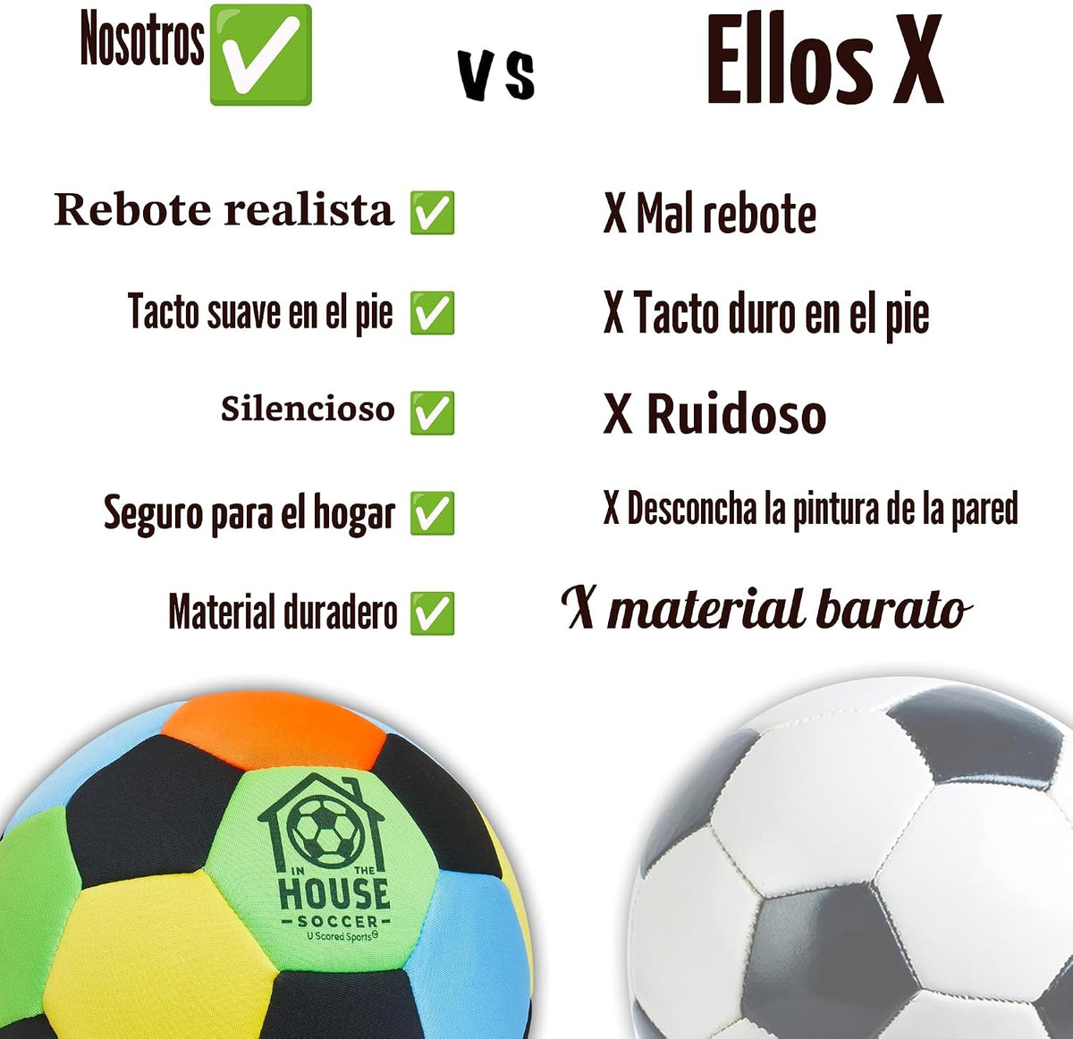 U Scored Sports in The House - Balón de fútbol acolchado tamaño 4 p...