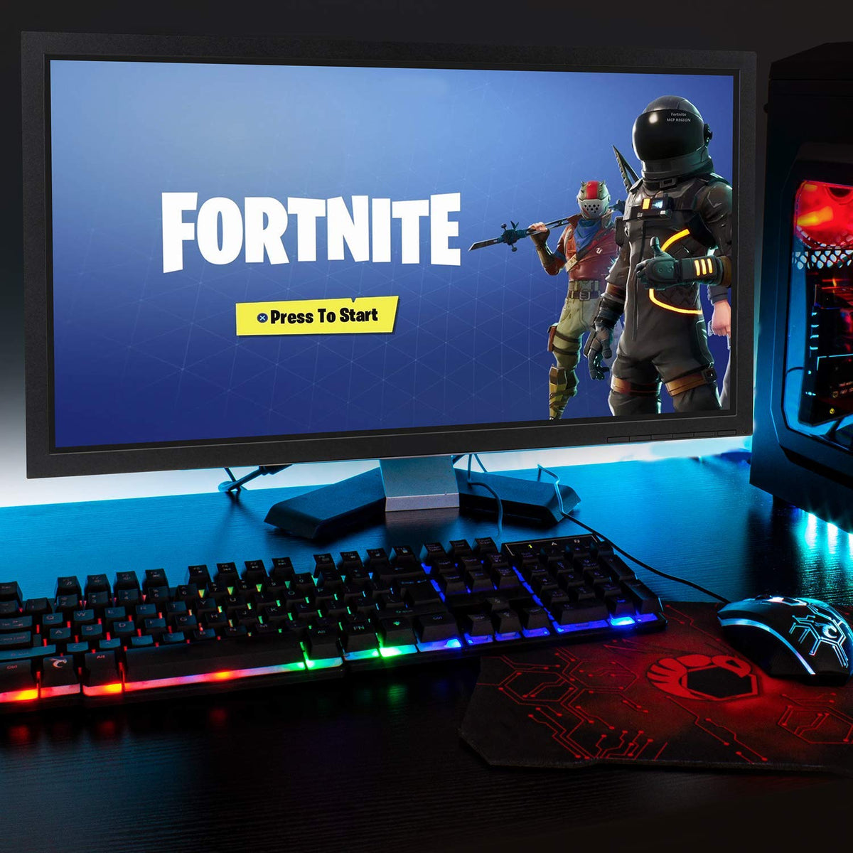 Teclado y mouse para juegos, alfombrilla para mouse y auriculares p...