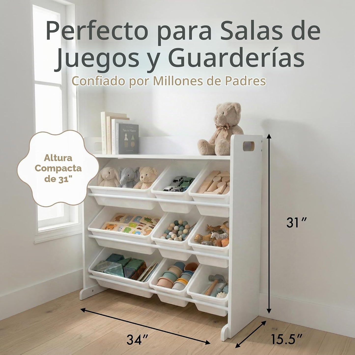 Humble Crew Organizador de juguetes para niños con estante de exhib...
