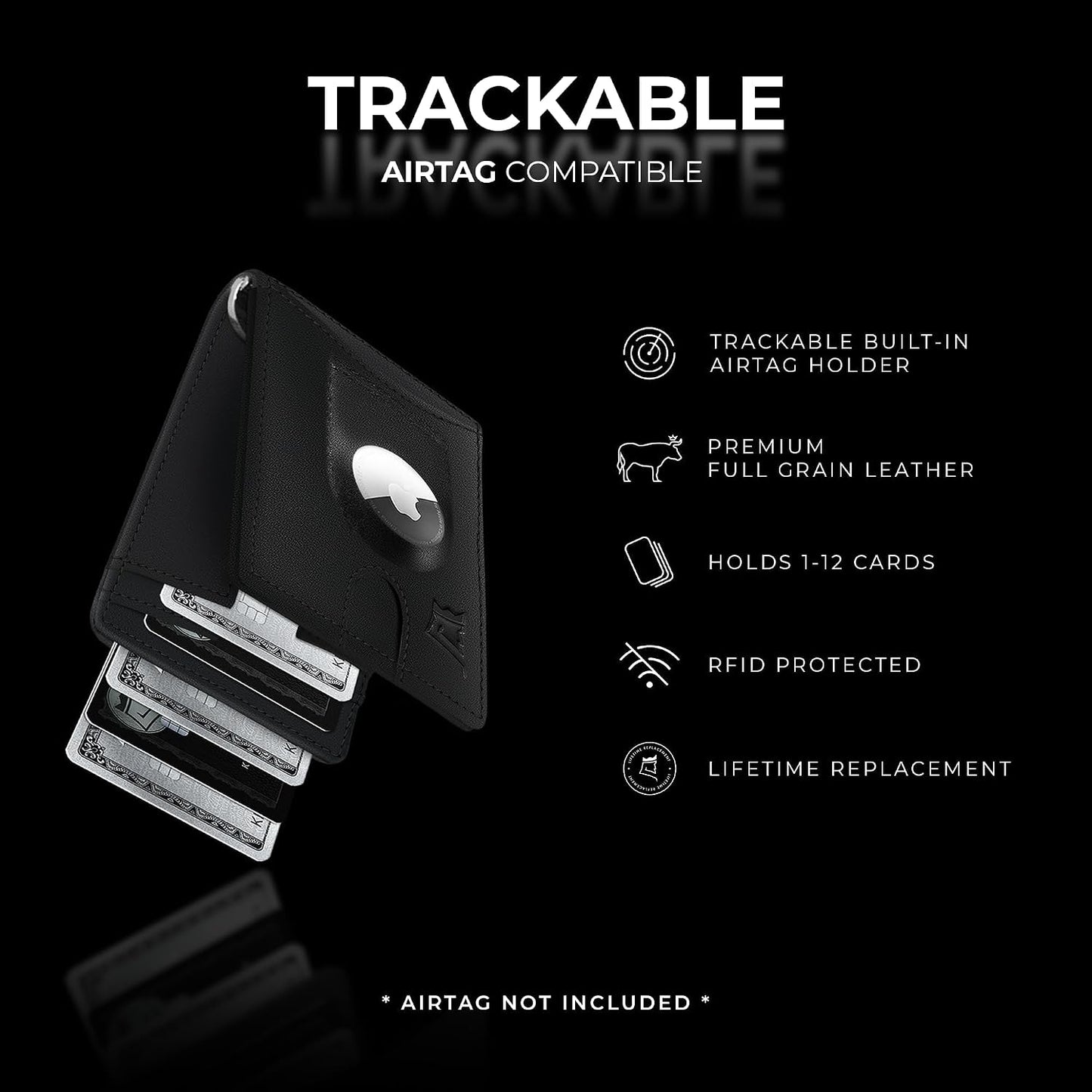 Kings Loot Billetera inteligente rastreable para Airtag para hombre...
