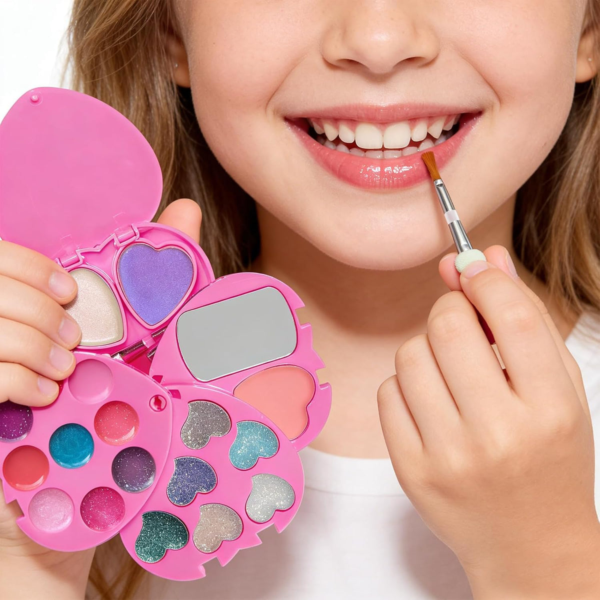 Mebtmel Kit de maquillaje en forma de corazón para niños, real, no...