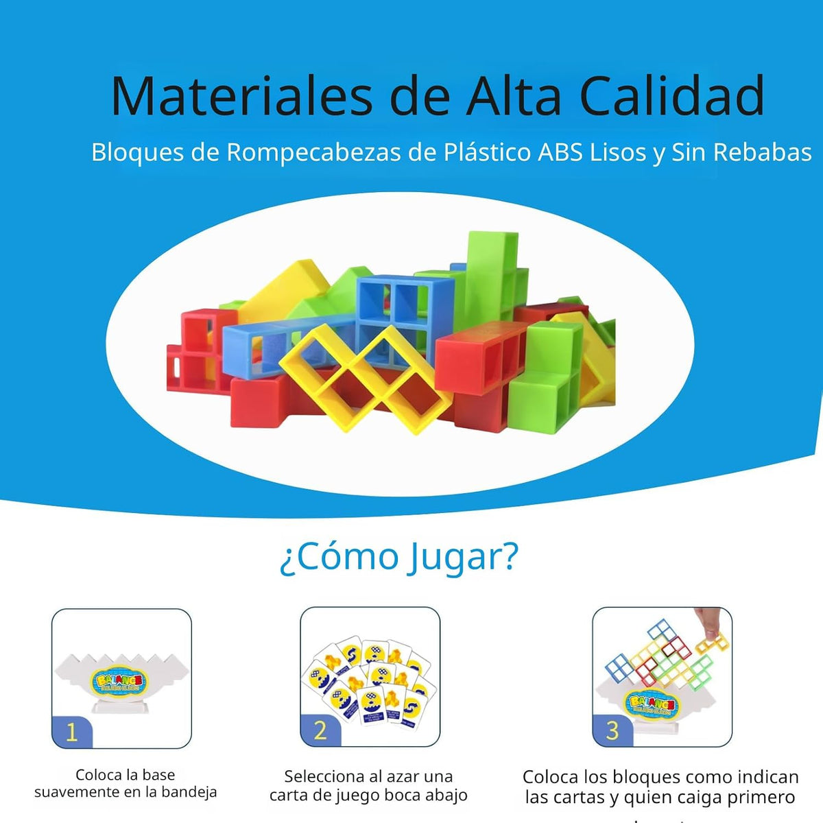 Juego de torre apilable de 64 piezas con 22 cartas, juego gigante d...