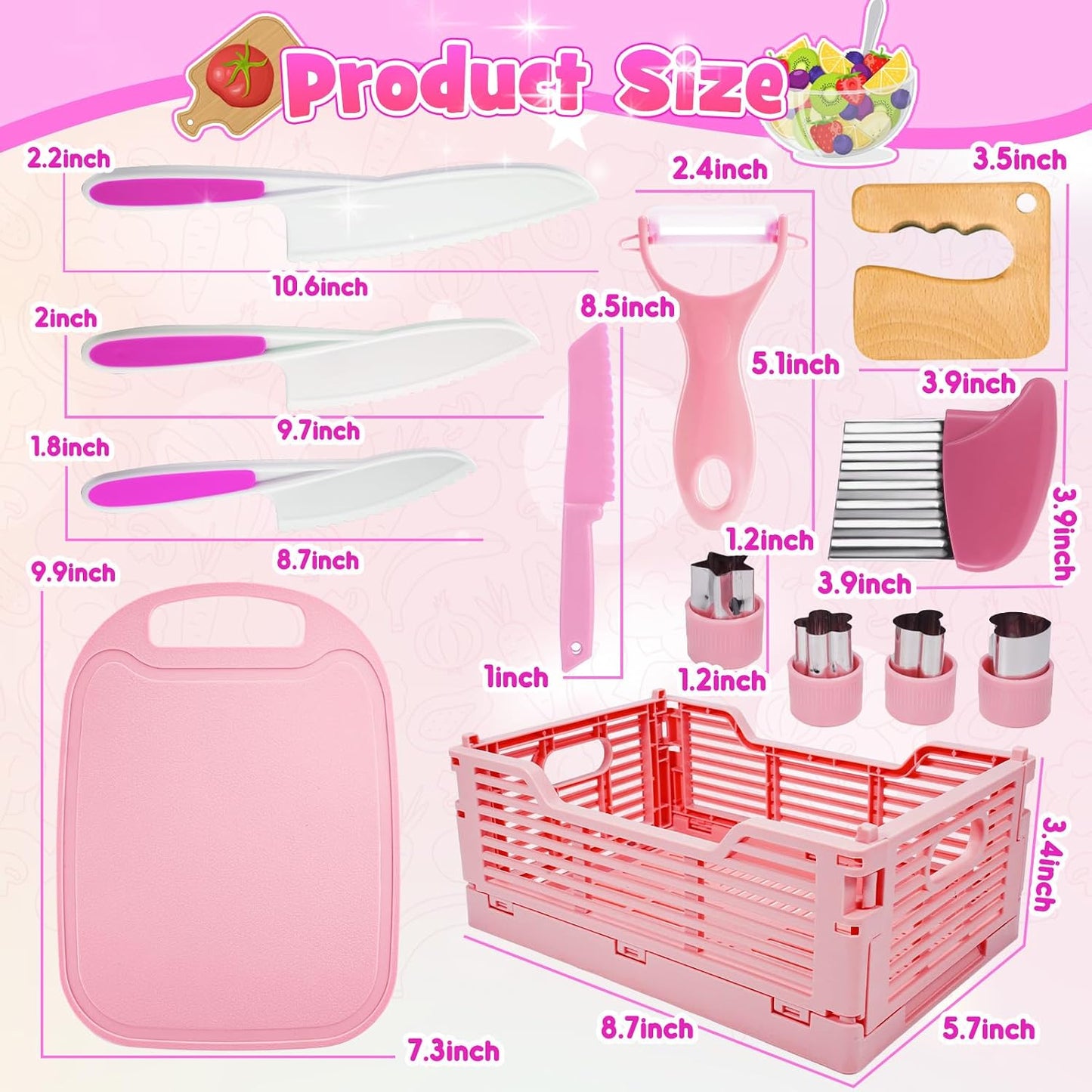 Juego de cuchillos de cocina para niños para cocina real y cesta, j...
