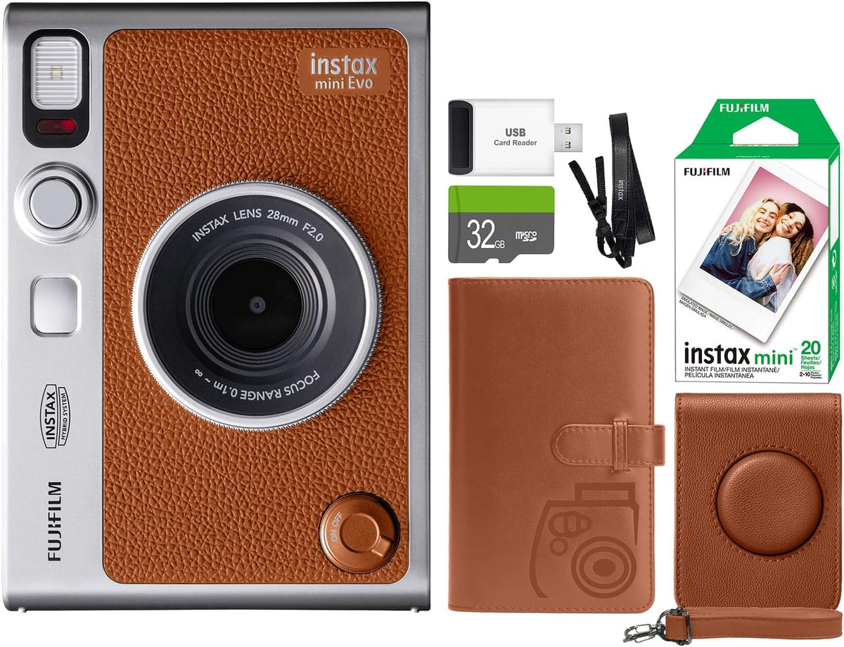 FUJIFILM INSTAX Mini EVO Hybrid Cámara instantánea marrón + películ...