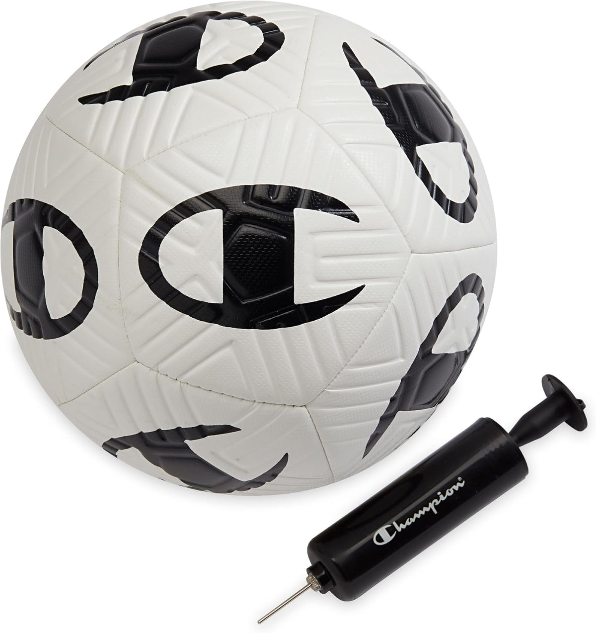 Champion Playmaker Logo Balón de fútbol desinflado con bomba, balón...