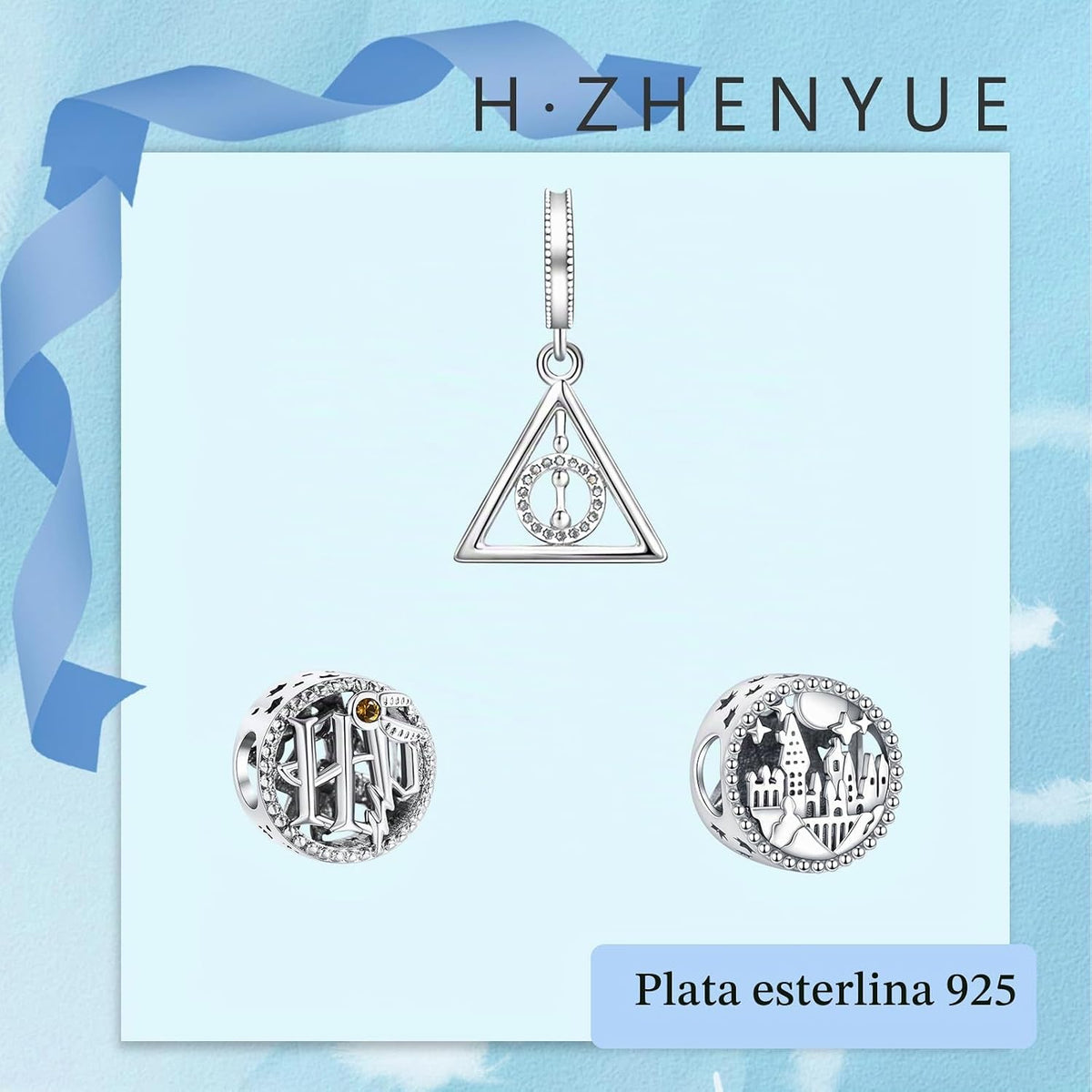H.ZHENYUE Dijes de plata esterlina 925 con diseño de personaje de p...
