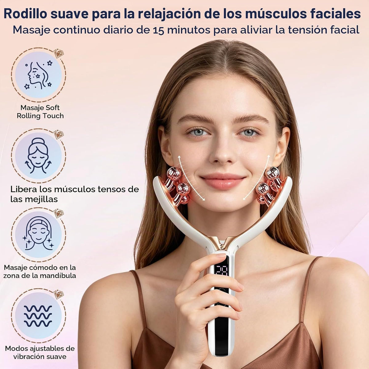 Getwal Masajeador facial, rodillo facial TMJ y herramienta de masaj...