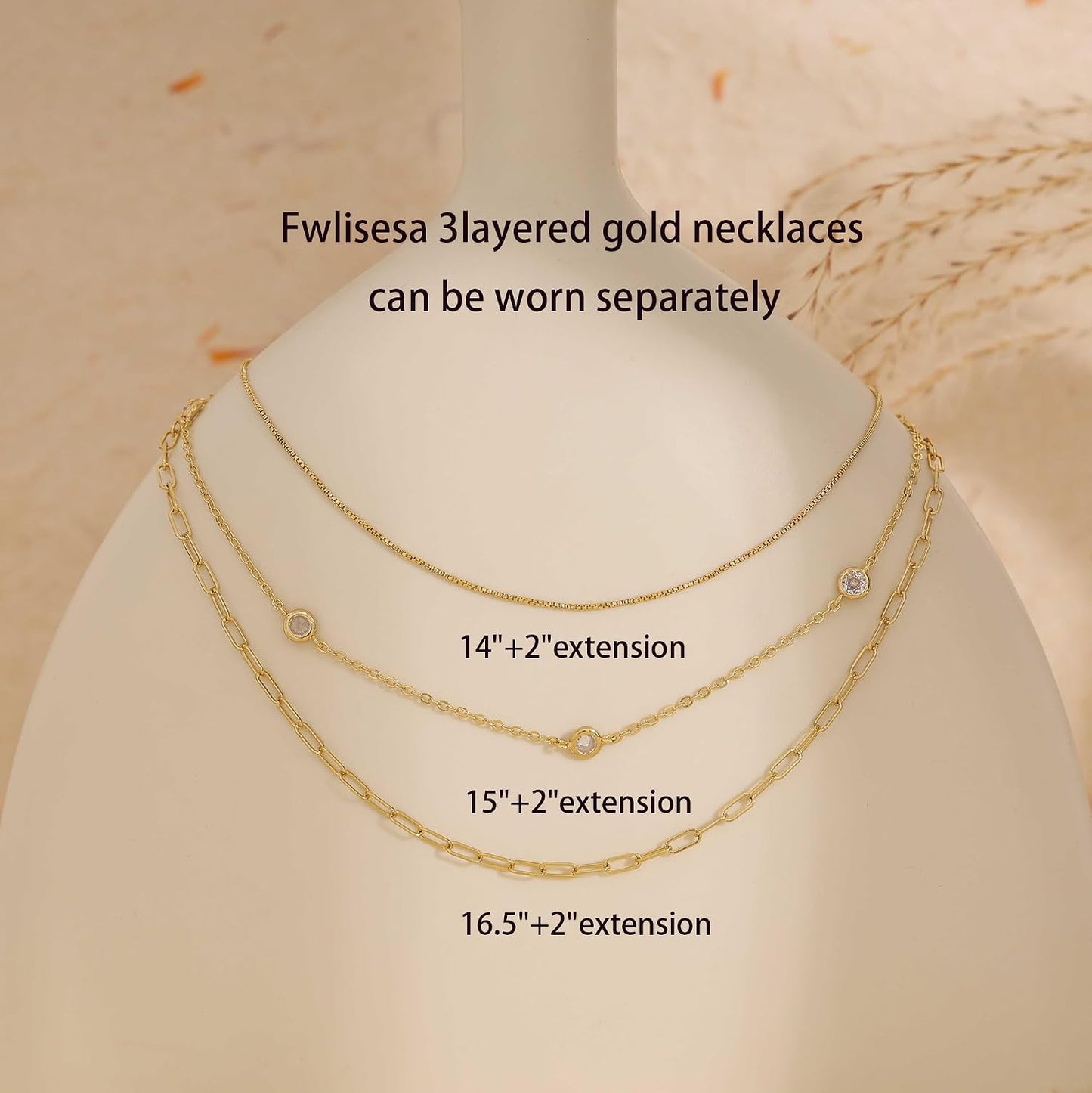 Fwlisesa Collares en capas para mujer, conjunto de collares de oro...