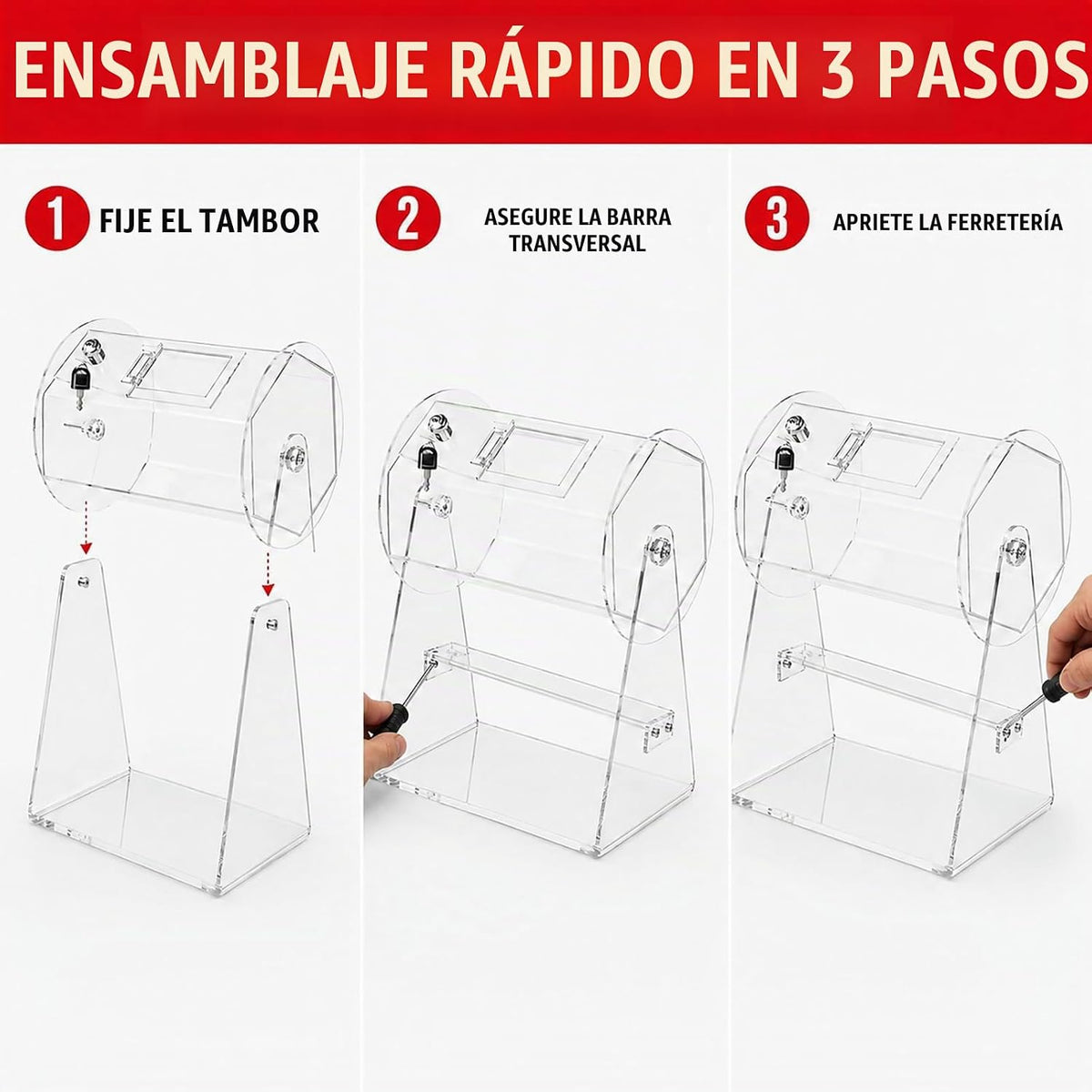El tambor de la rifa sostiene 2000 boletos, caja giratoria de la ri...