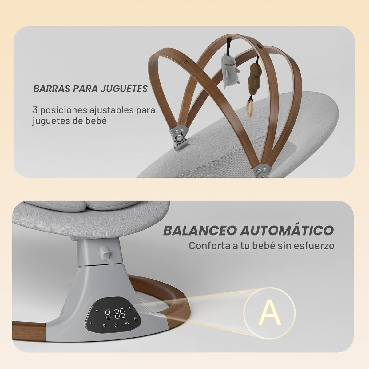 Columpios para bebés Monamii Baby Swing, columpio infantil Bluetoot...