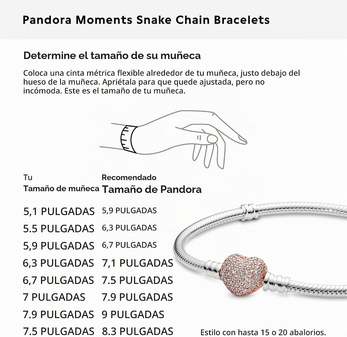 Pulsera de cadena de serpiente con cierre de corazón brillante de P...