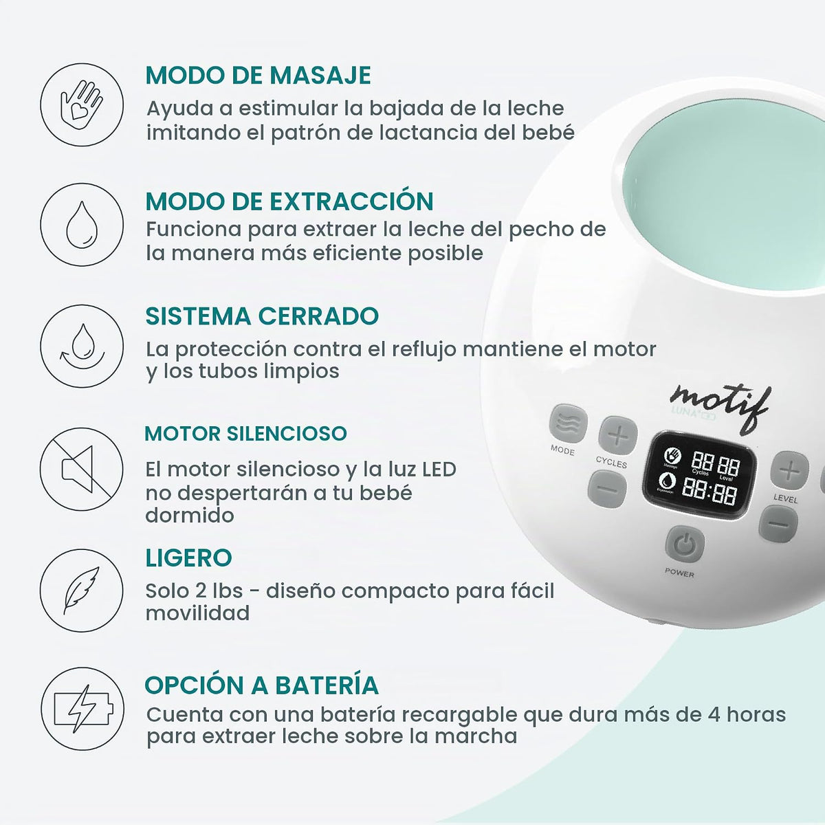 Motif Medical Bomba eléctrica doble Luna con batería | Tiempo de fu...