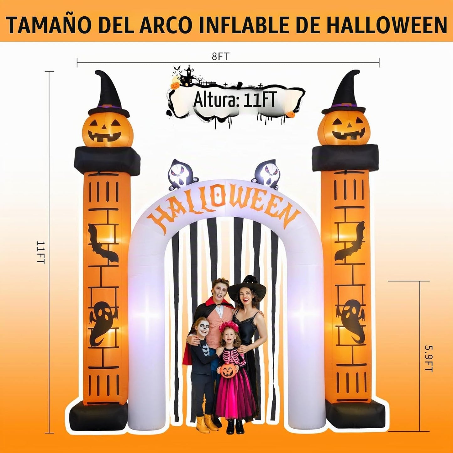 Arco inflable gigante de Halloween de 11 pies de alto x 10 pies de...