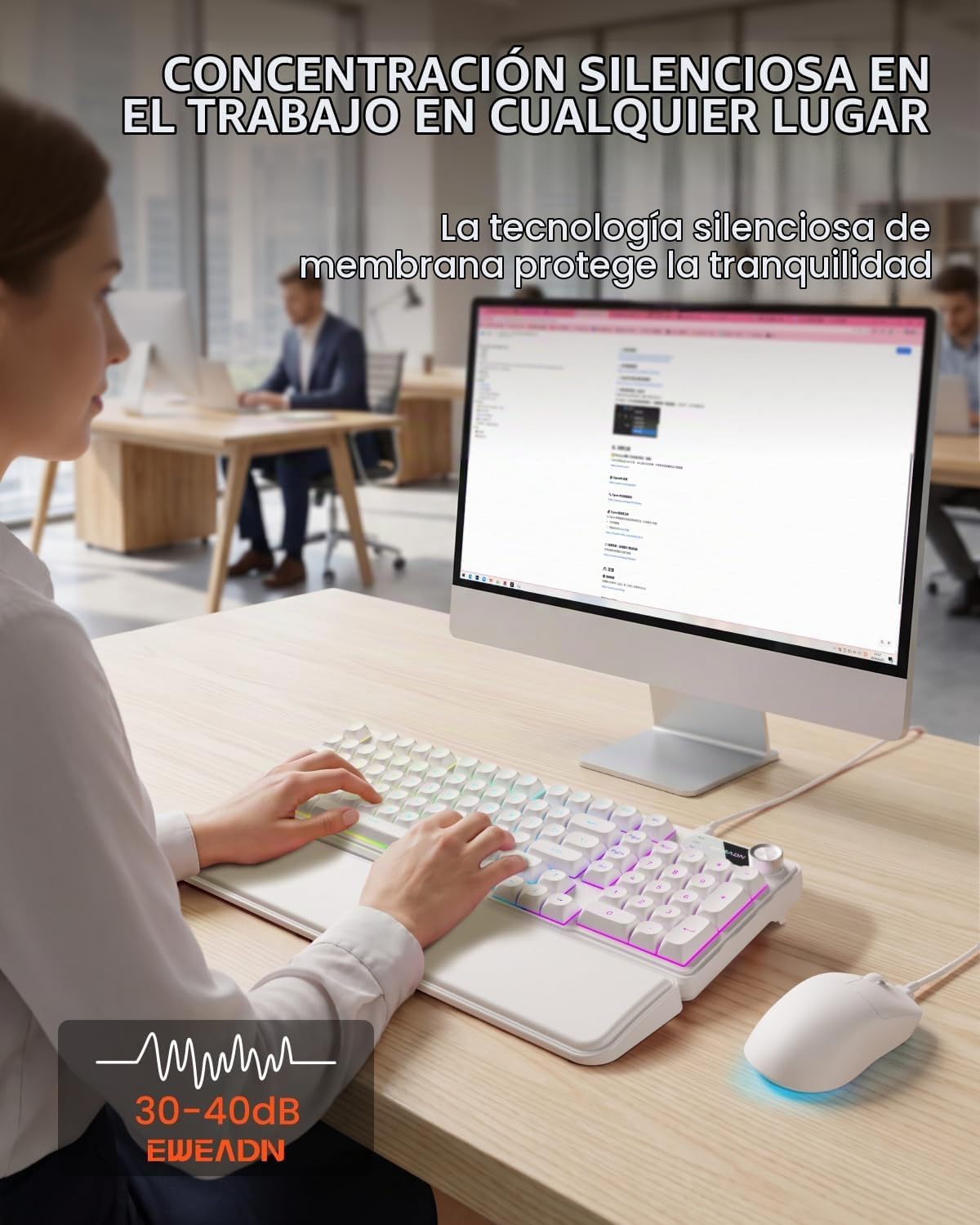 Combo de teclado y mouse con cable EWEADN con reposamuñecas desmont...