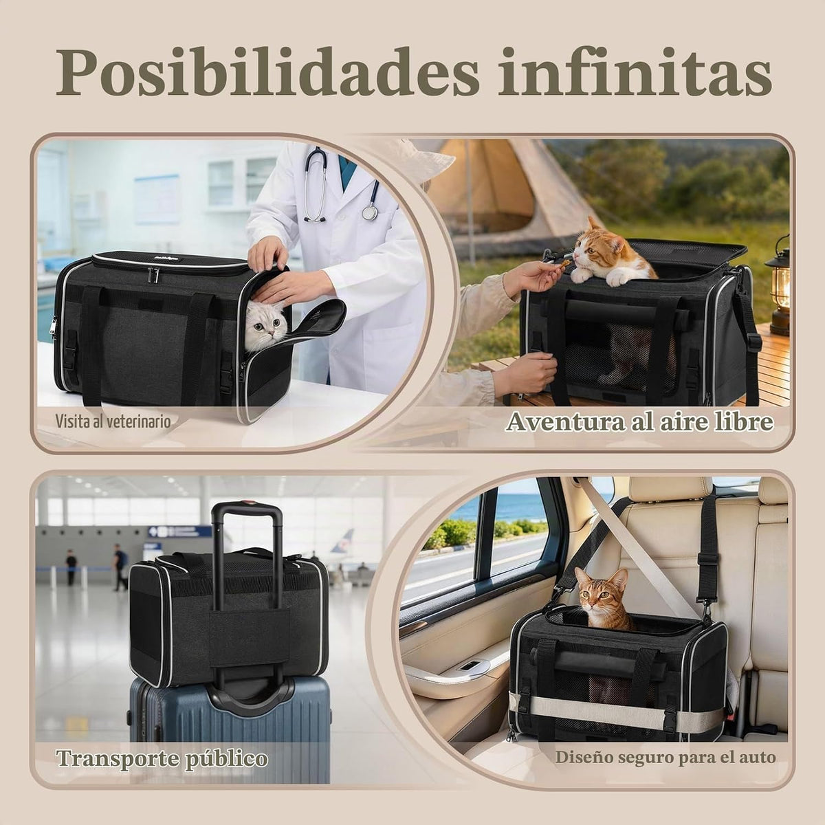rabbitgoo Transportador de gatos suave, bolsa para mascotas con sol...