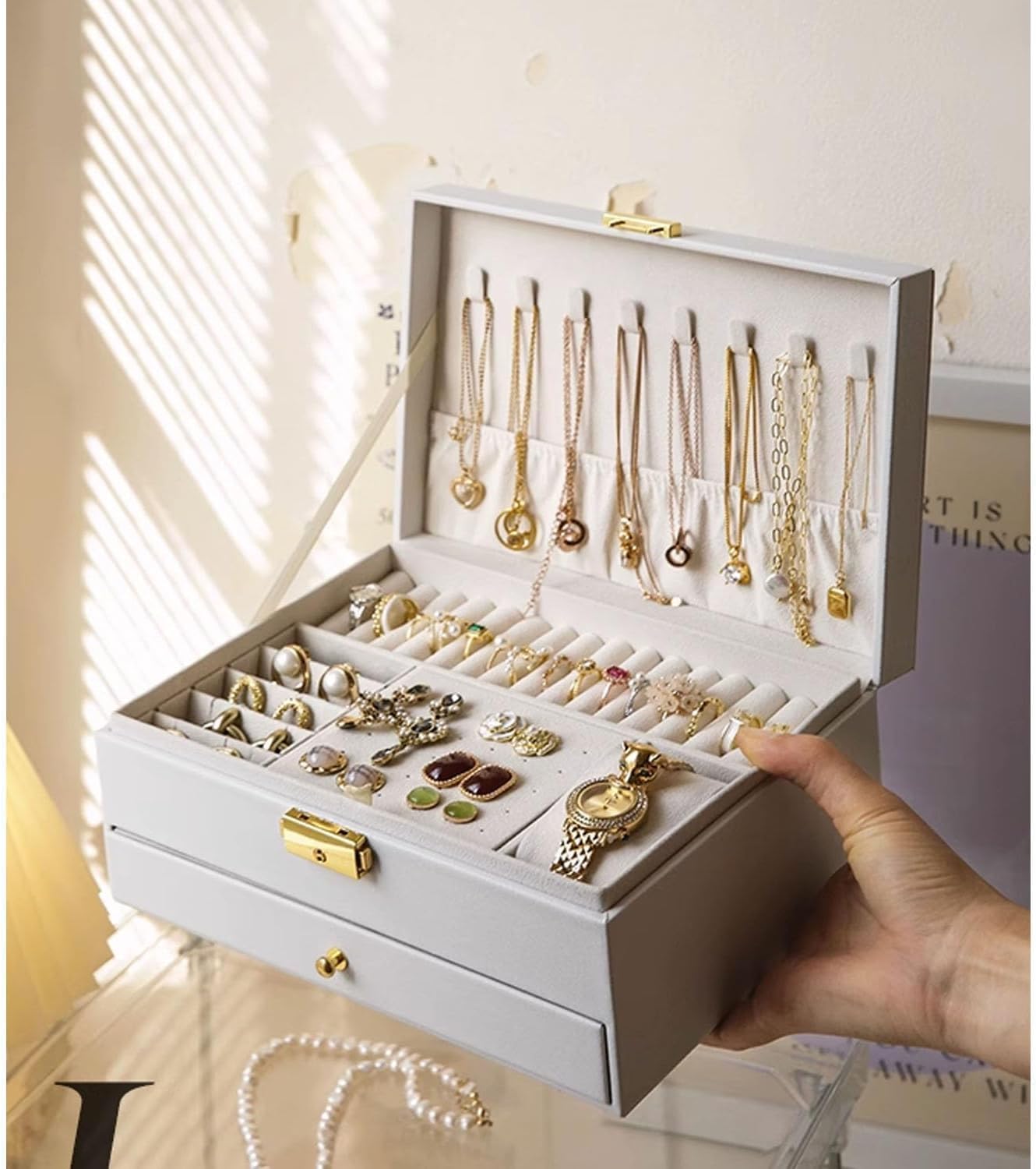 GUOER Caja de Joyas para Mujer Niña Esposa - Grande Organizador de...