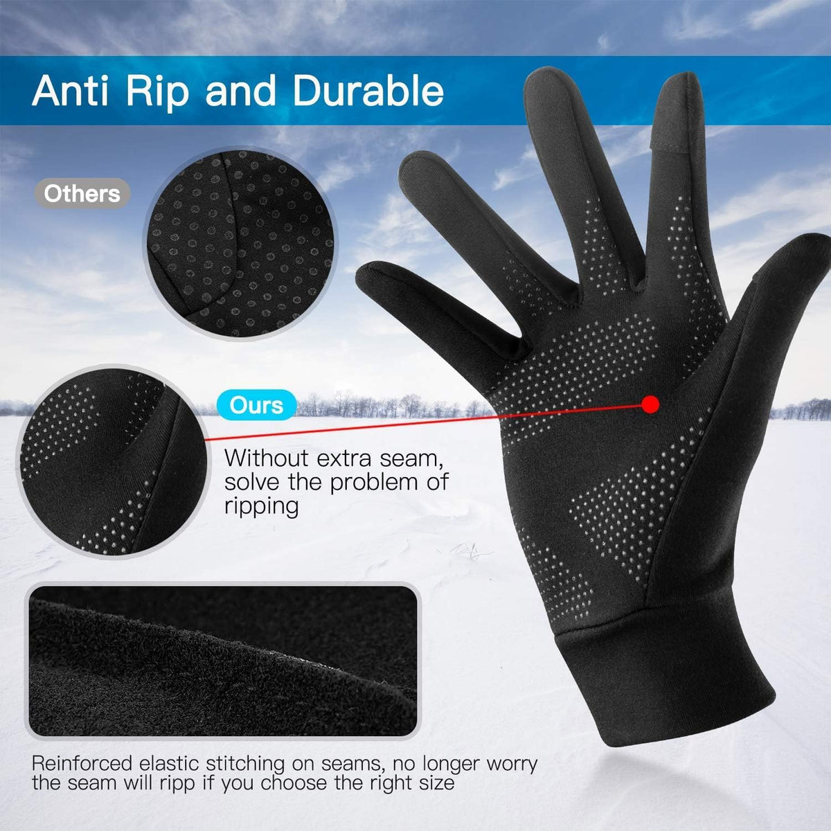 Unigear Guantes ligeros para correr, guantes antideslizantes con pa...