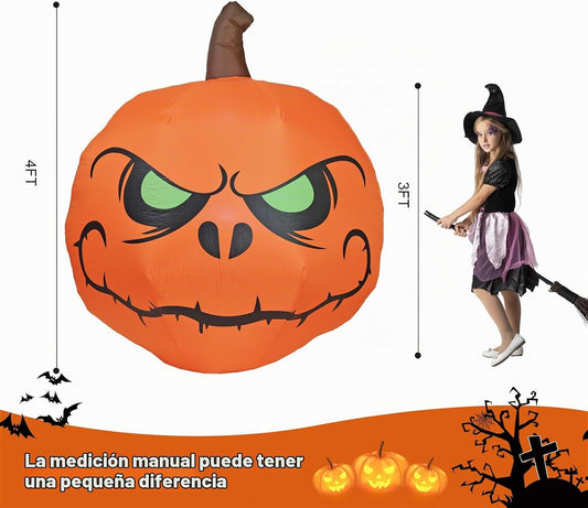 YOUBEMAGIC Calabaza inflable de Halloween de 4 pies con luces LED i...