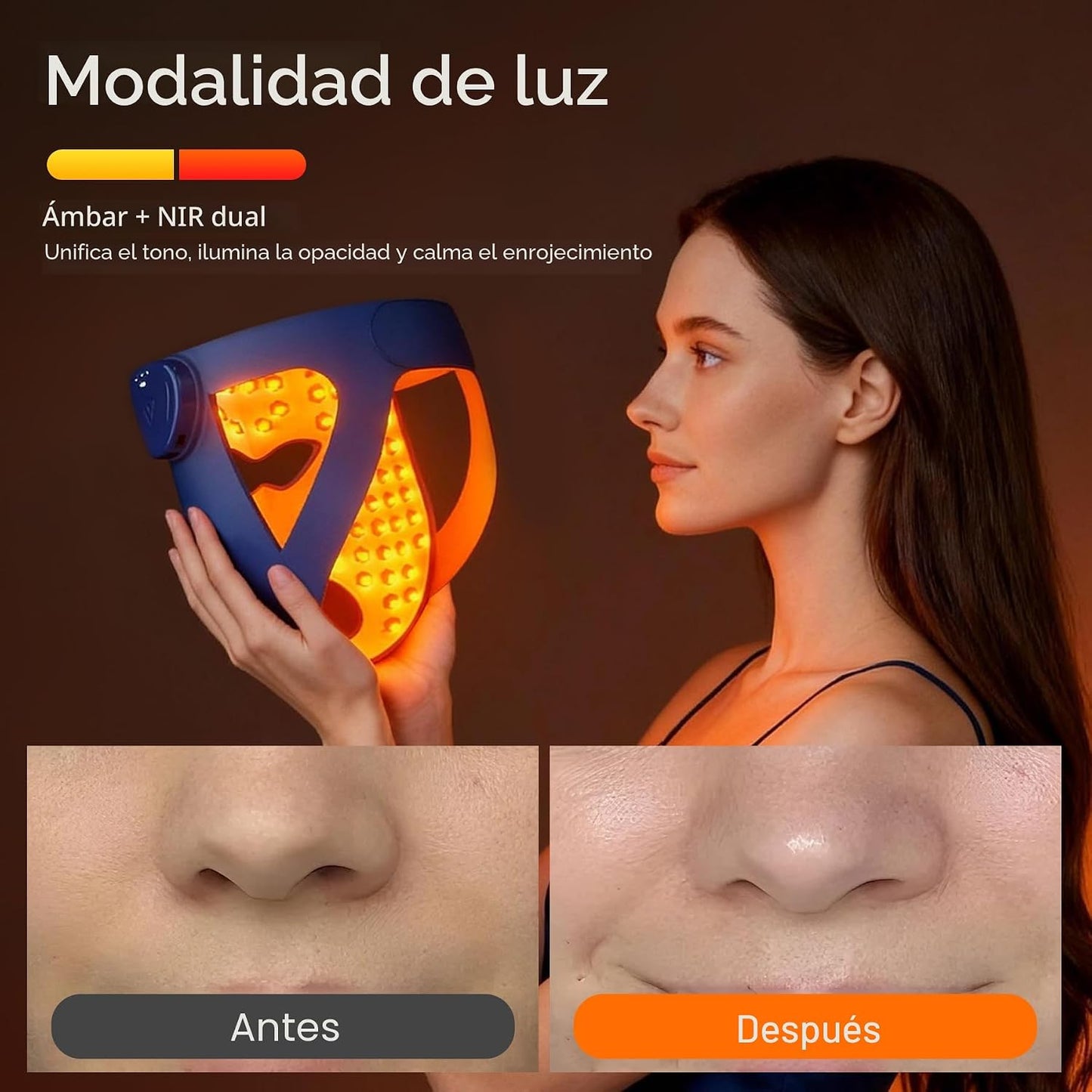 INIA Máscara inalámbrica de terapia de luz roja GLOW 4D para cara,...