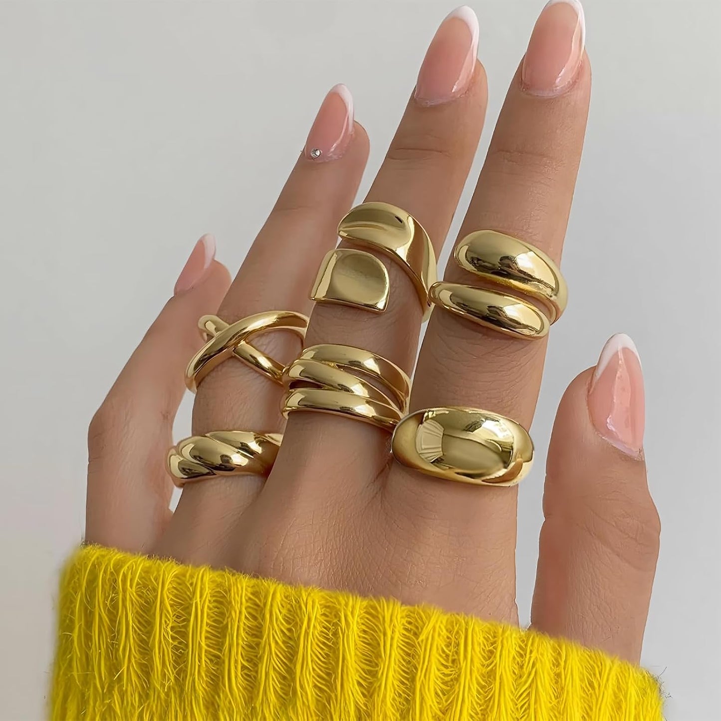 YEEZII Anillos Gruesos de Oro para Mujer Sin Deslustre, Anillo de P...