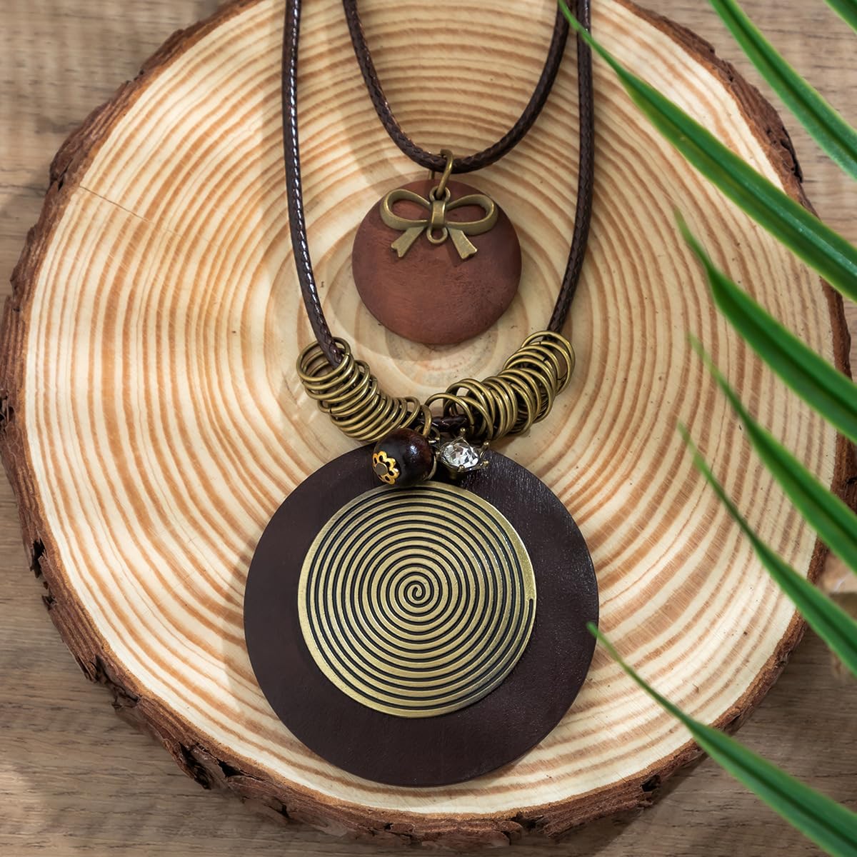 GIGB PBDK Collares largos bohemios para mujer, cordón de cuero apil...