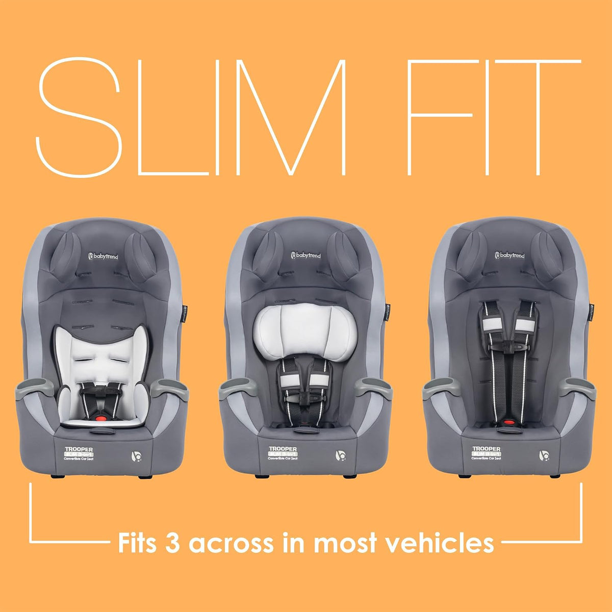 Baby Trend Trooper™ Slim 3 en 1 Asiento de coche convertible, Gris...
