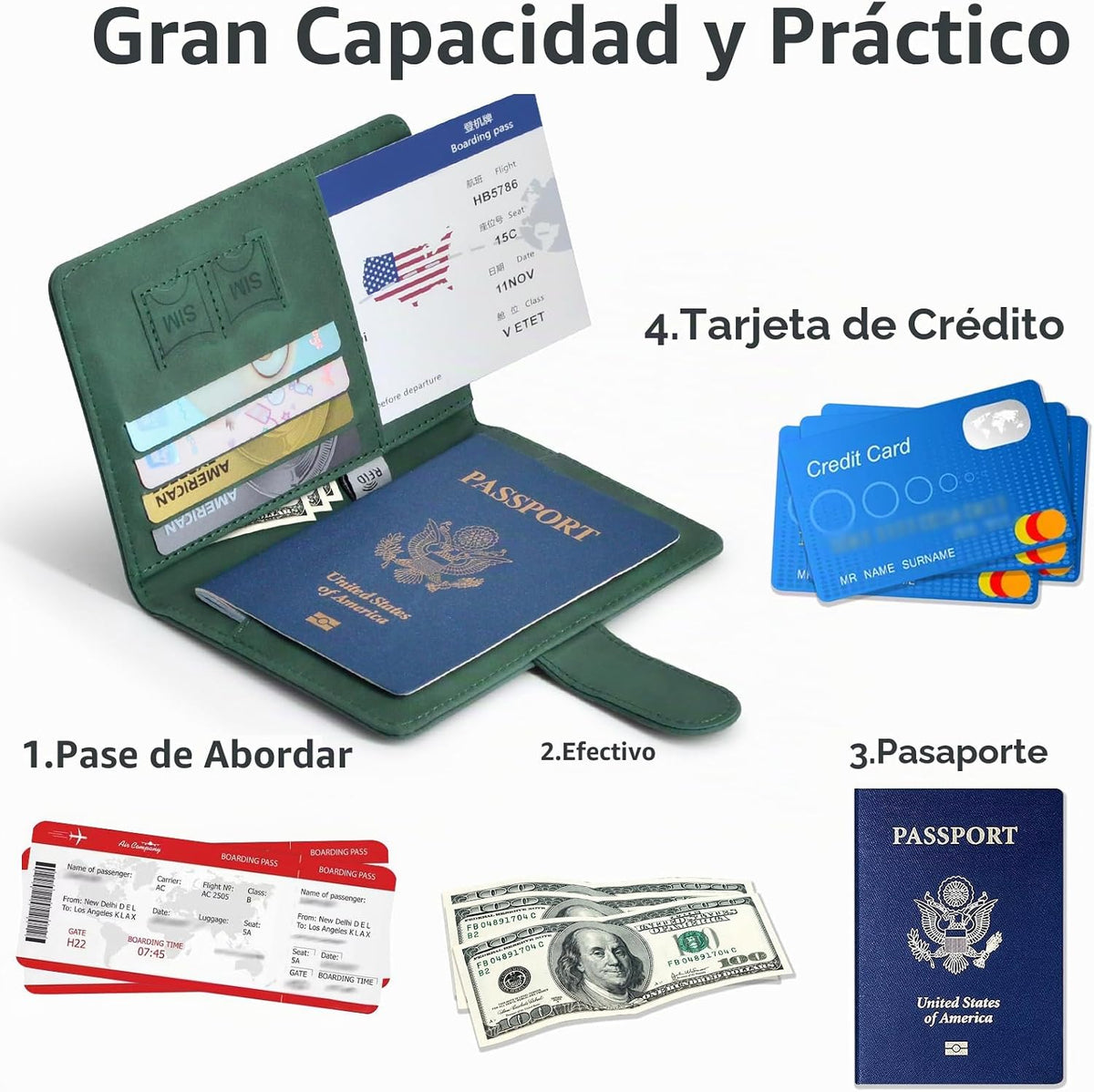 Soporte para pasaporte, funda para pasaporte con ranura para tarjet...