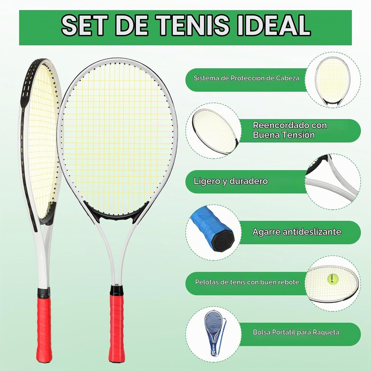 Motionchic - Juego de 6 raquetas de tenis para adultos recreativos...