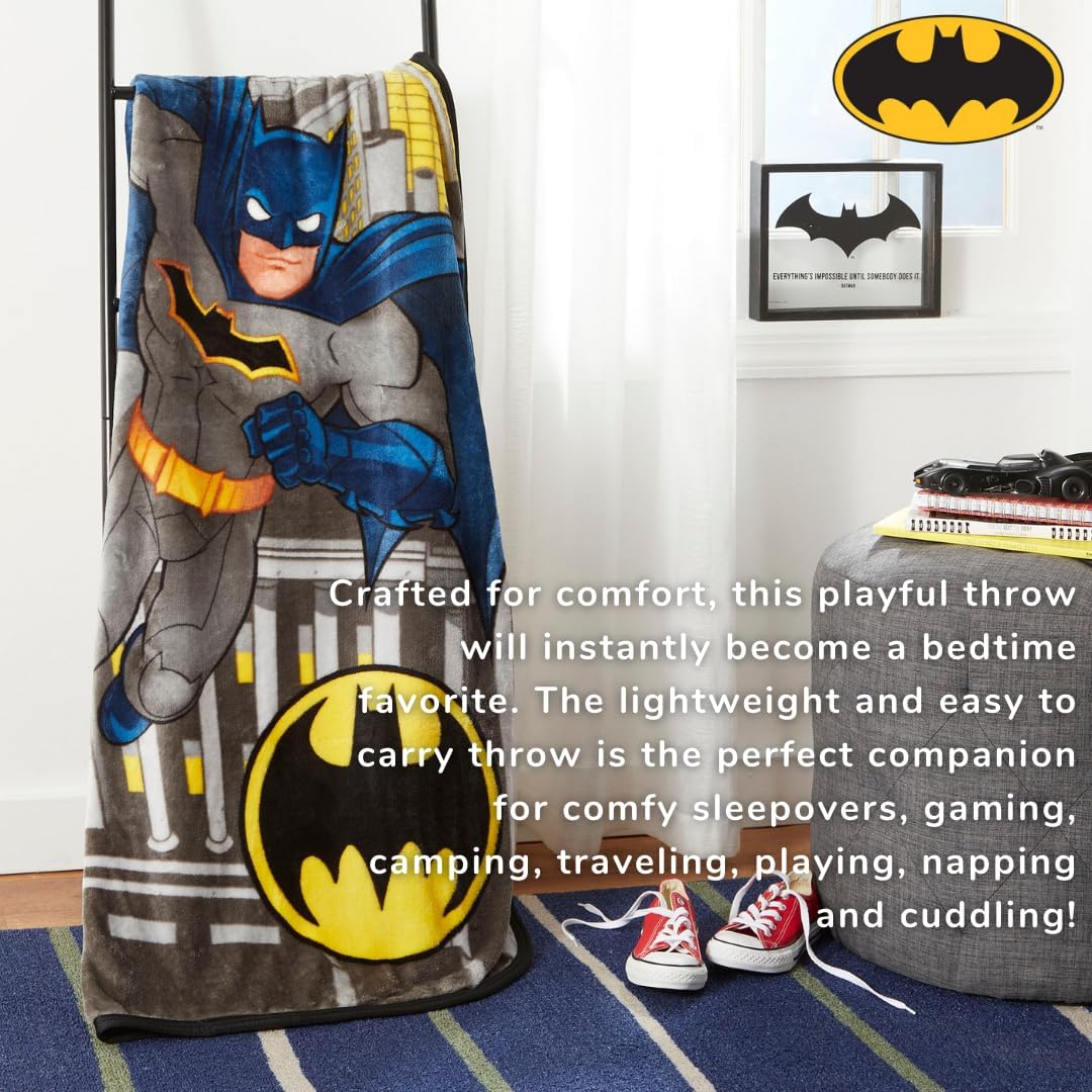 Batman DC Comics - Ropa de cama para niños, manta de seda súper sua...