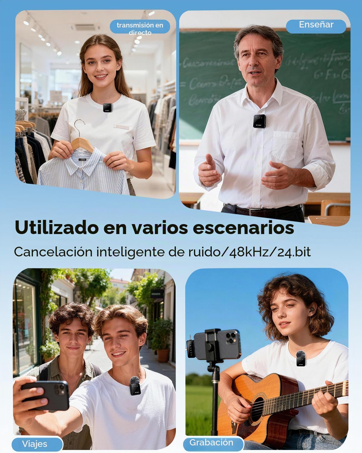 PQRQP Mini micrófono inalámbrico 3 en 1 para iPhone, Android, cámar...