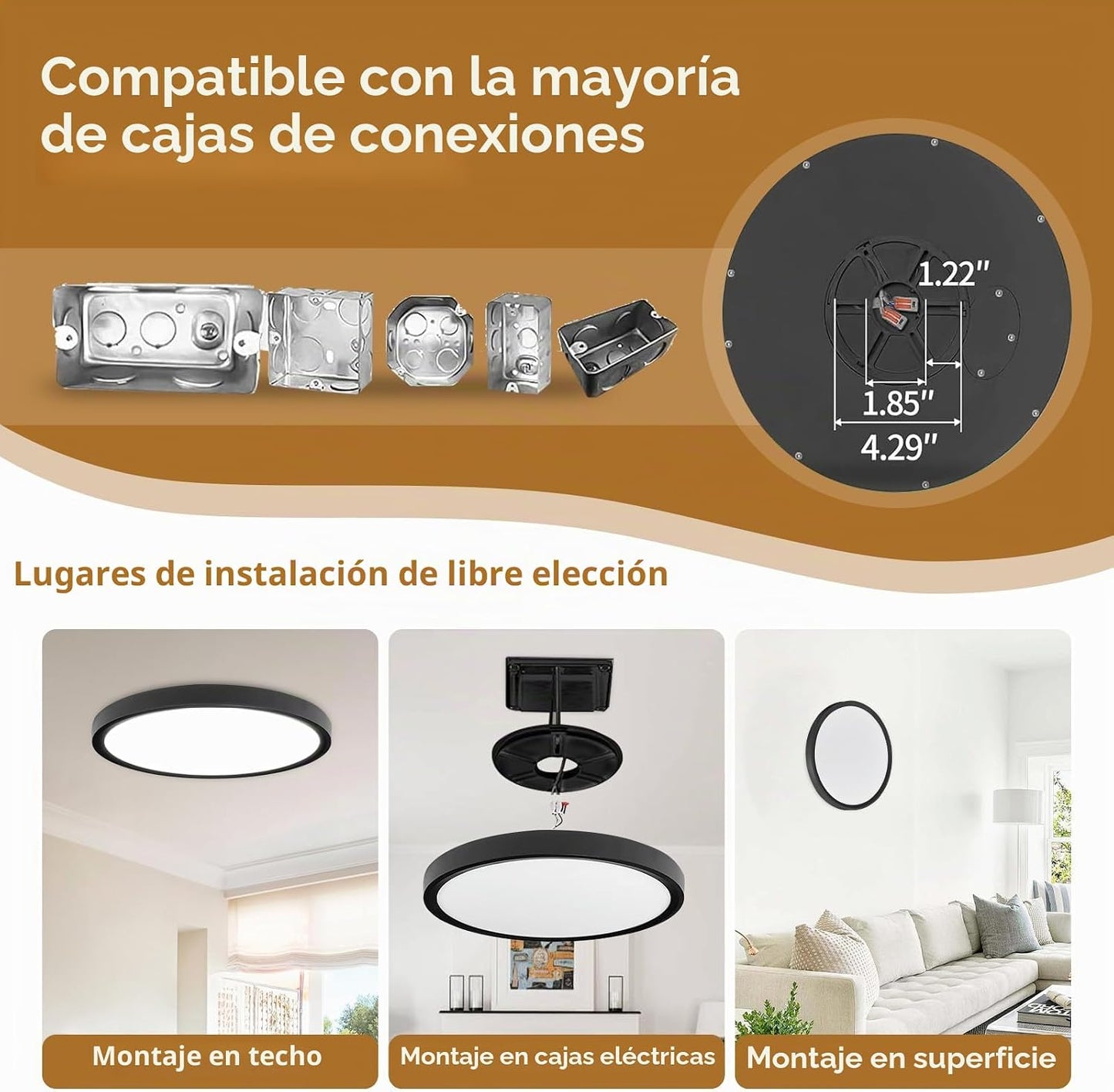 6PK Luz de Techo LED Empotrada Súper Delgada de 12 Pulgadas, 24W, 2...